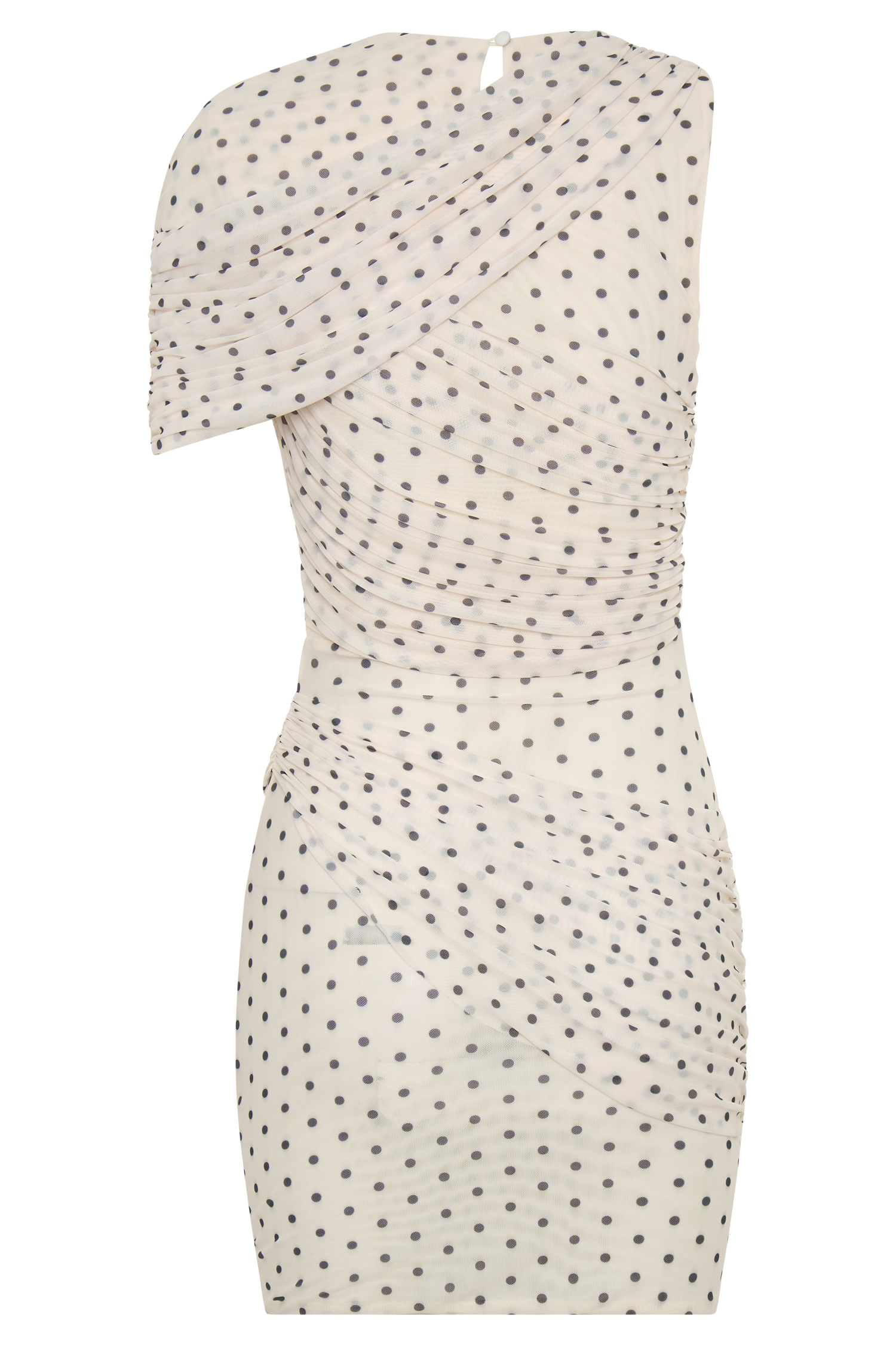 Adrienne One Shoulder Mesh Mini Dress - Polka Dot - Image 8