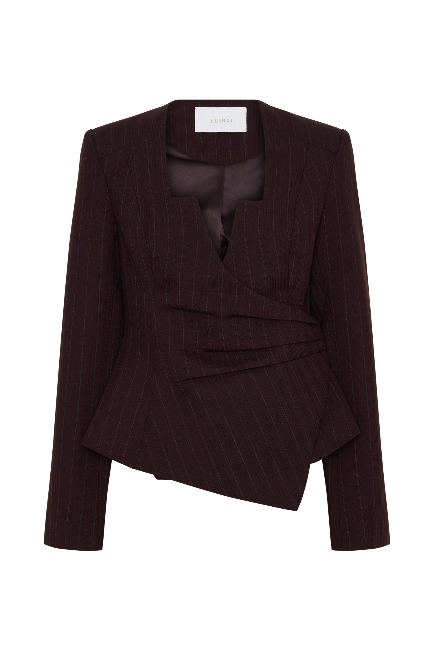 Agatha Square Neck Blazer - Plum Pinstripe - Image 13
