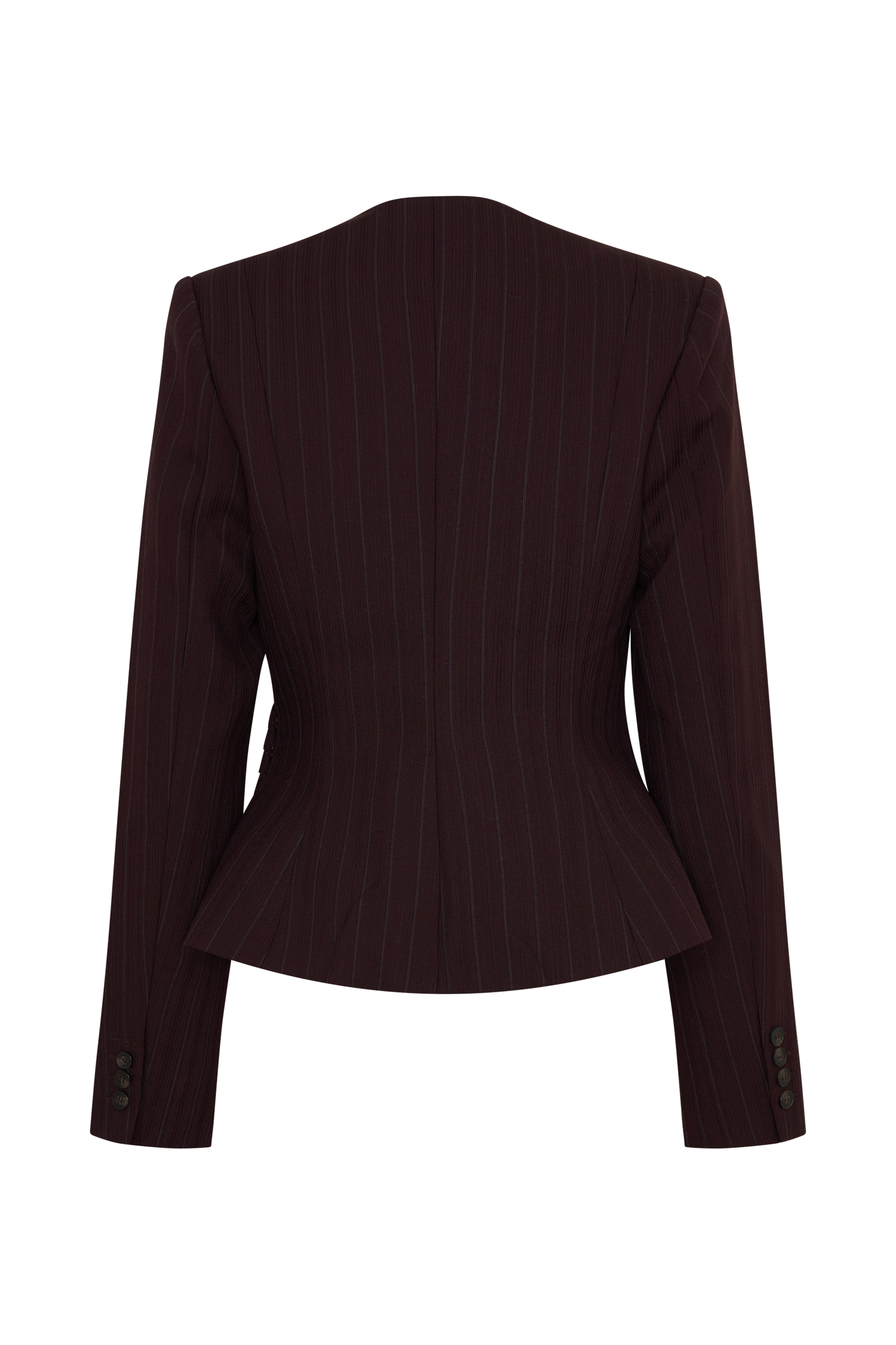 Agatha Square Neck Blazer - Plum Pinstripe - Image 12