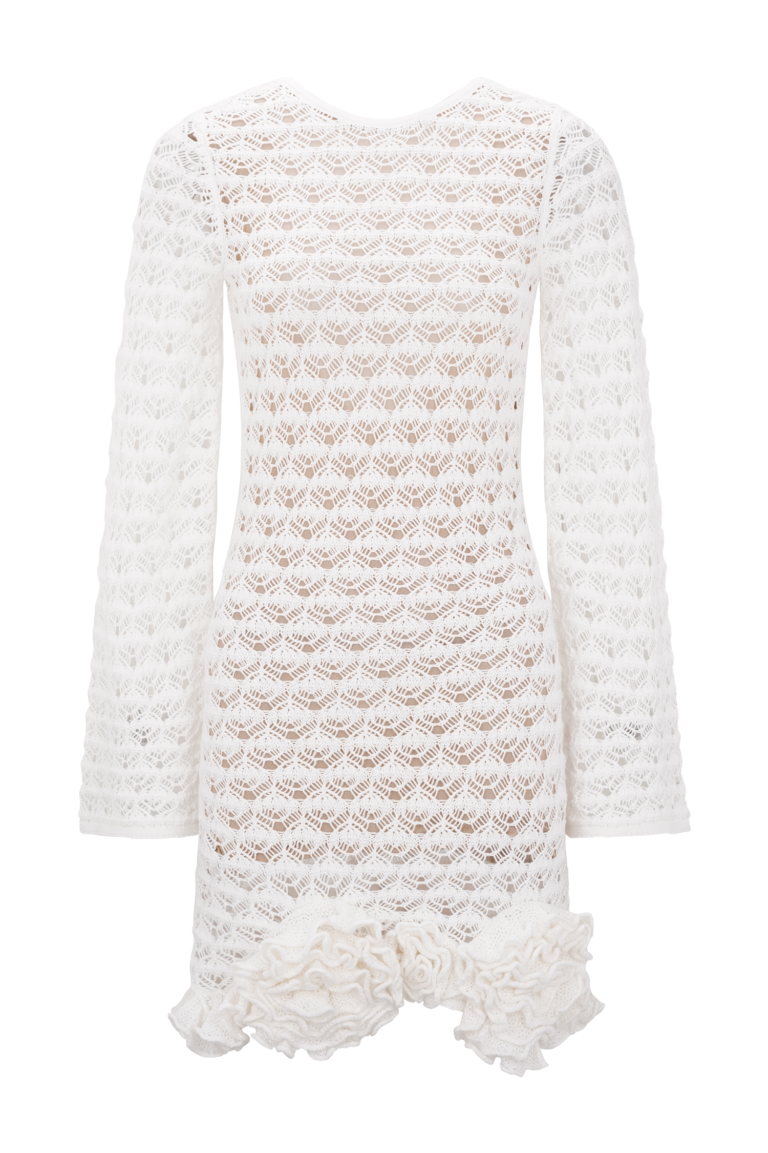 Aileen Ruffle Crochet Mini Dress - Ivory - Image 9