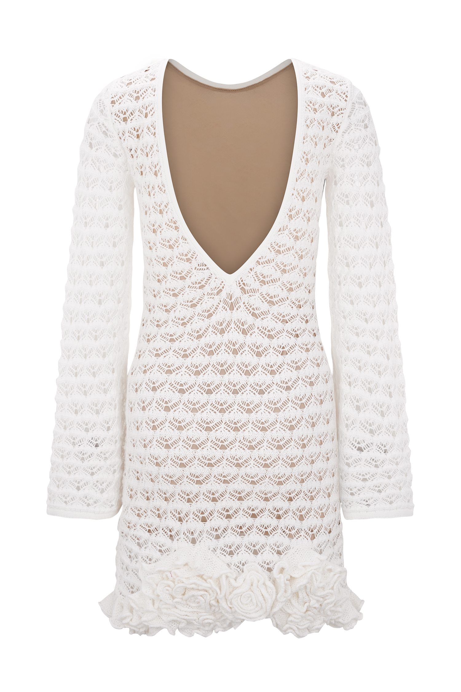 Aileen Ruffle Crochet Mini Dress - Ivory - Image 8