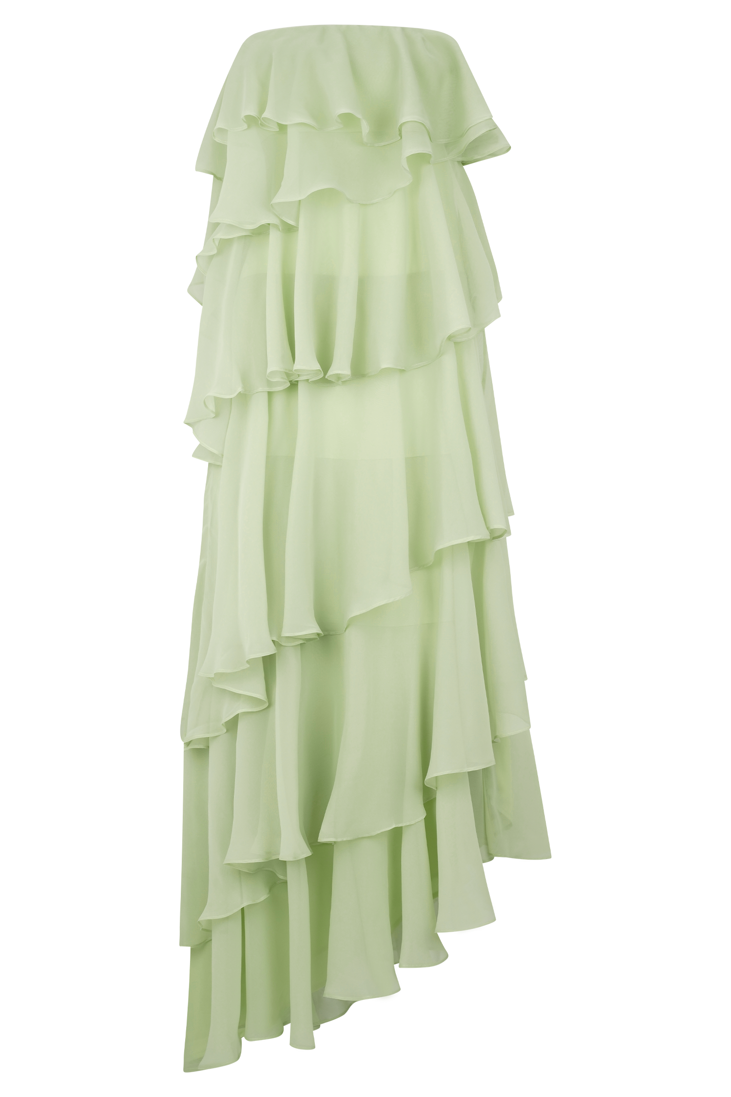 Alexa Ruffle Chiffon Maxi Dress - Pastel Lime - Image 8