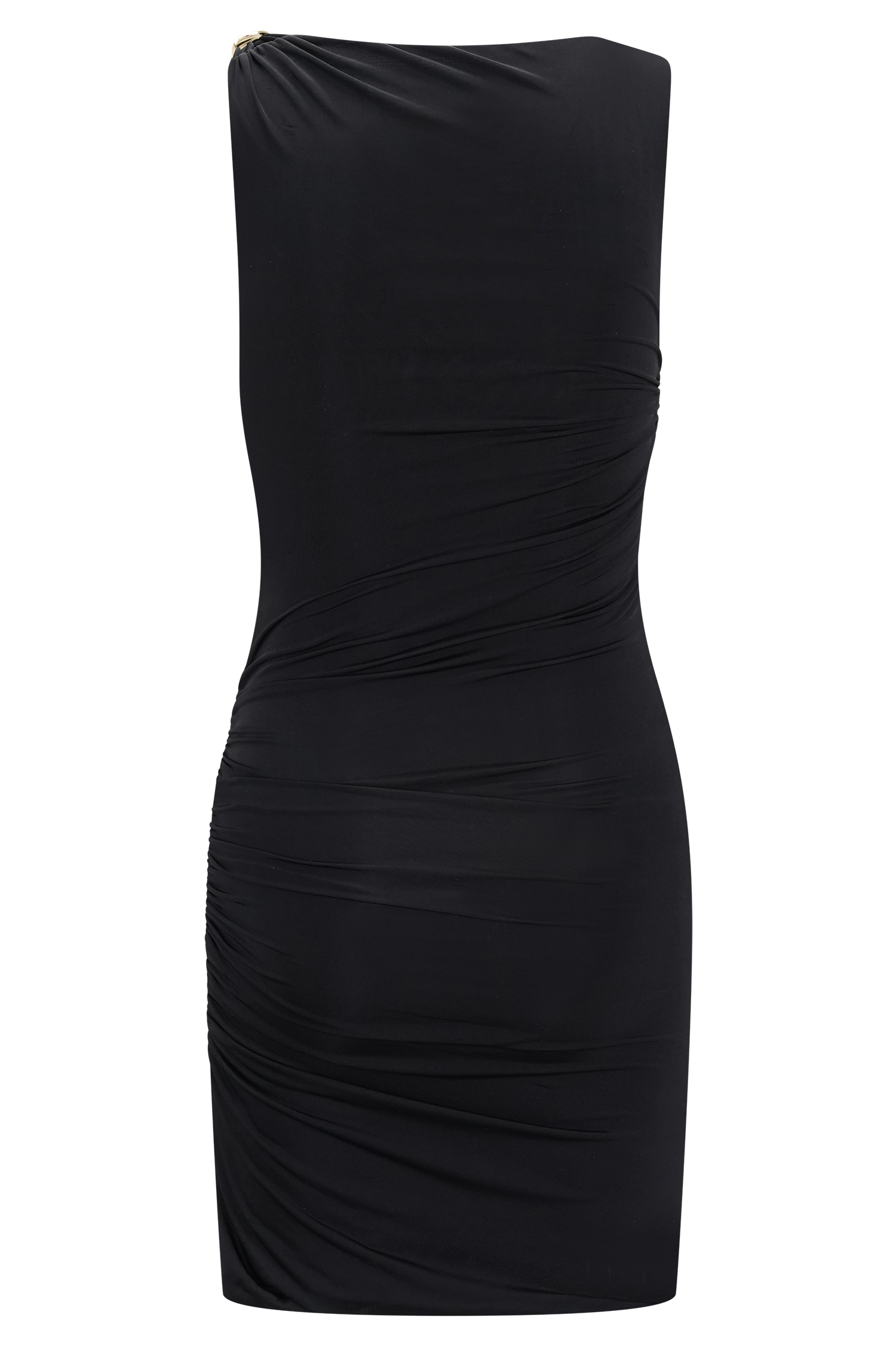 Amia Slinky Sleeveless Mini Dress With Hardware - Black - Image 7