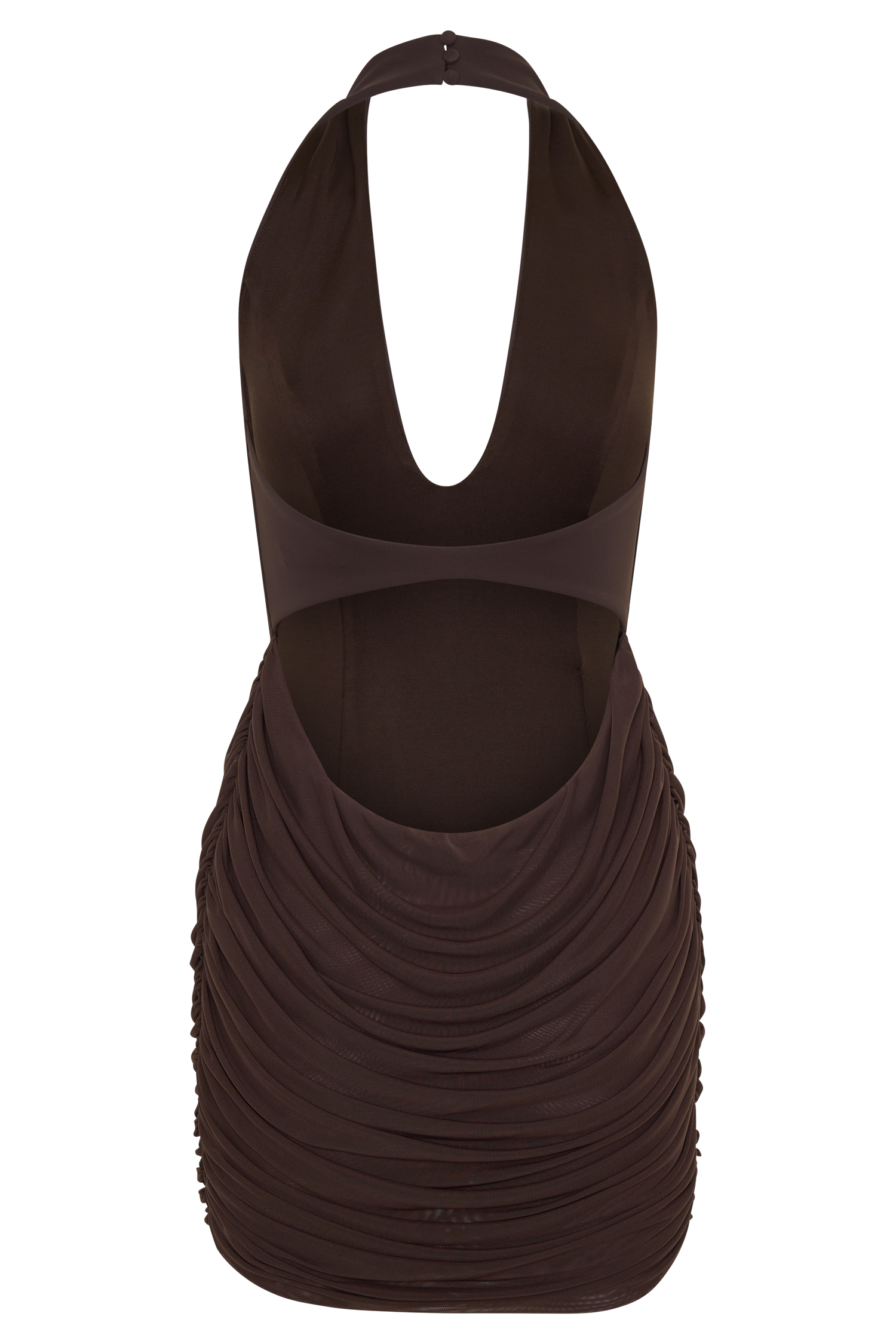 Anari Gathered Scuba Mini Dress - Dark Chocolate - Image 8