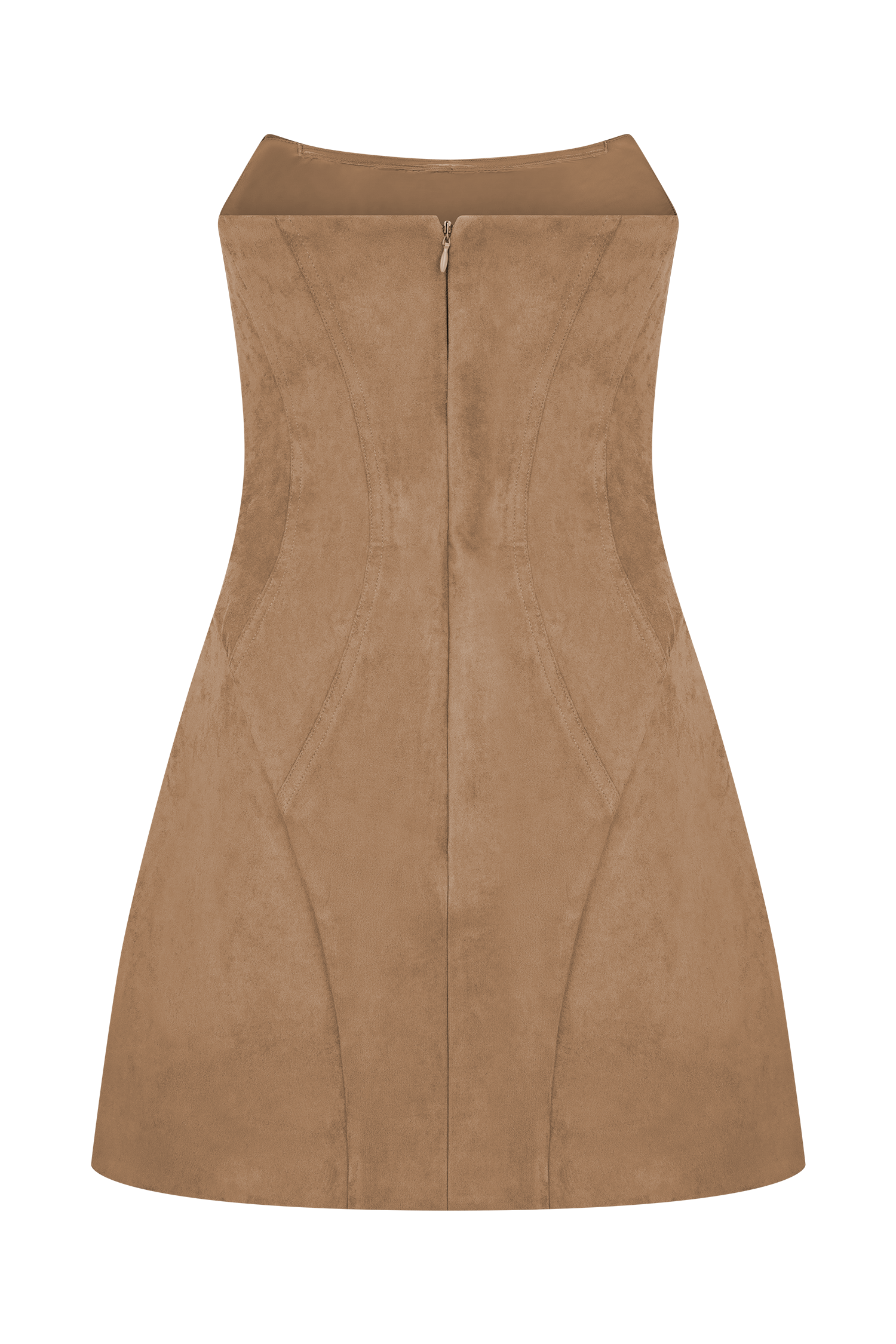 Andy Faux Suede Mini Dress - Camel - Image 8