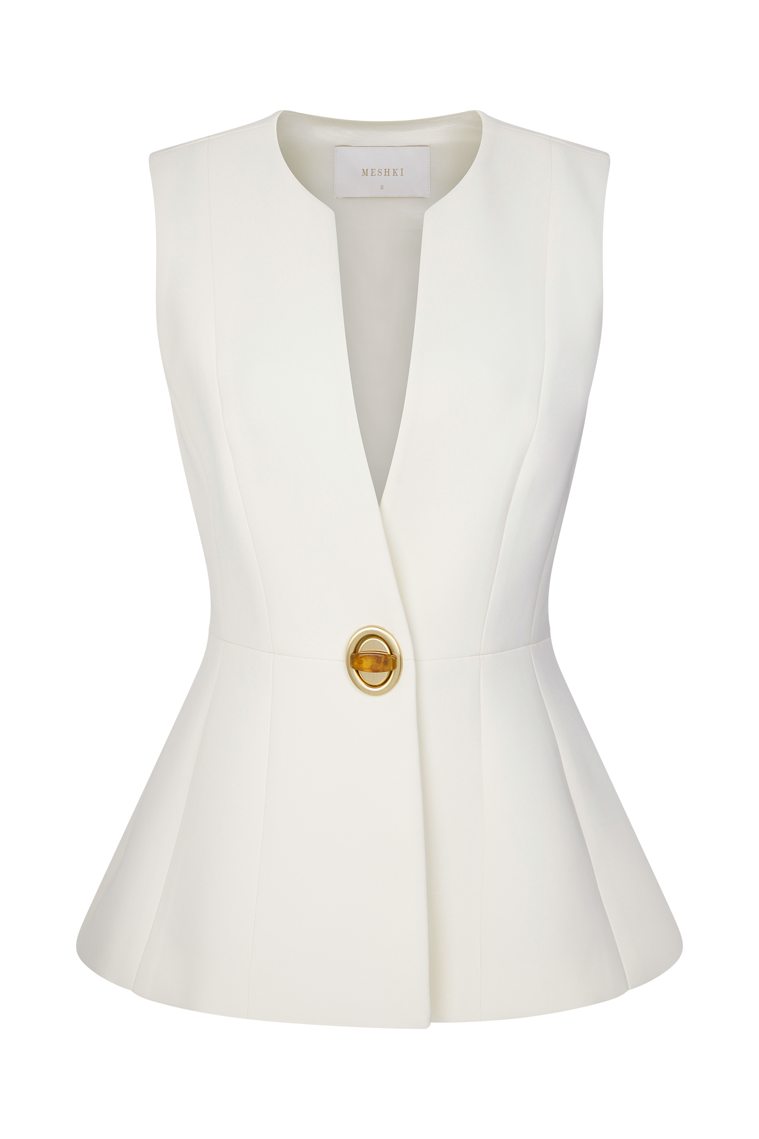 Angelie Suiting Vest Top - Ivory - Image 9