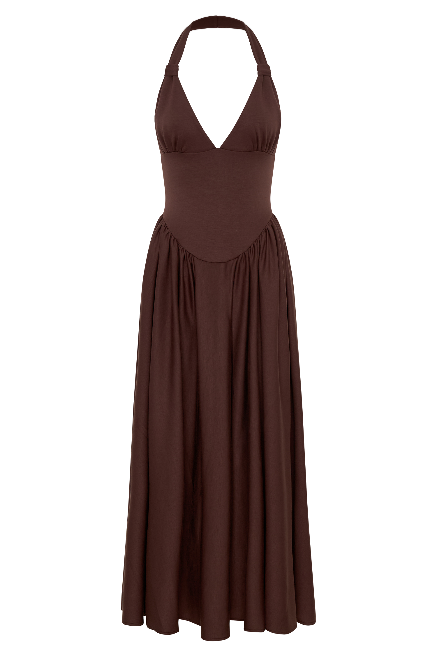Angelina Scuba Halter Midi Dress - Chocolate - Image 8