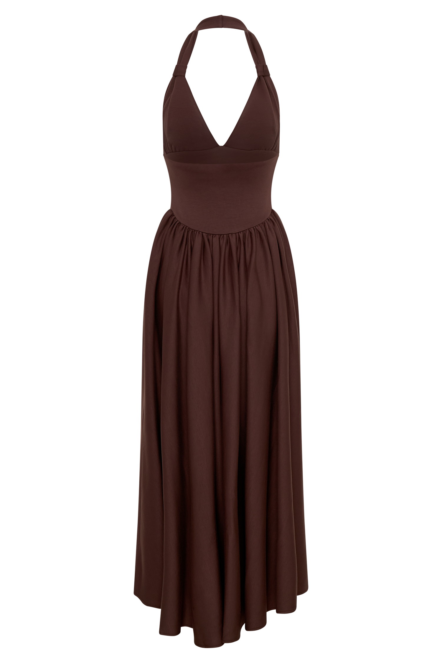 Angelina Scuba Halter Midi Dress - Chocolate - Image 7