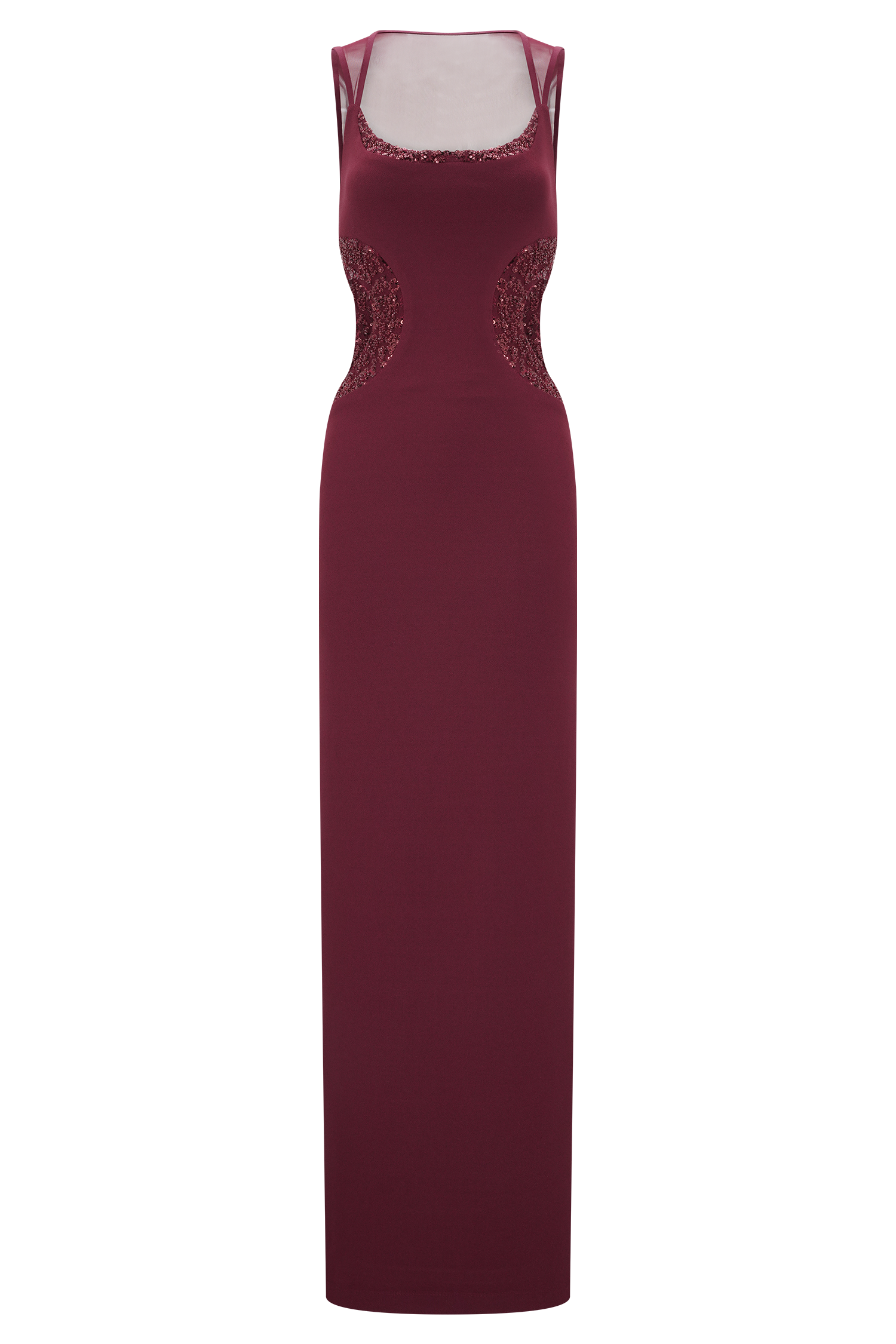 Angelique Beaded Crepe Maxi Dress - Wine - Image 8