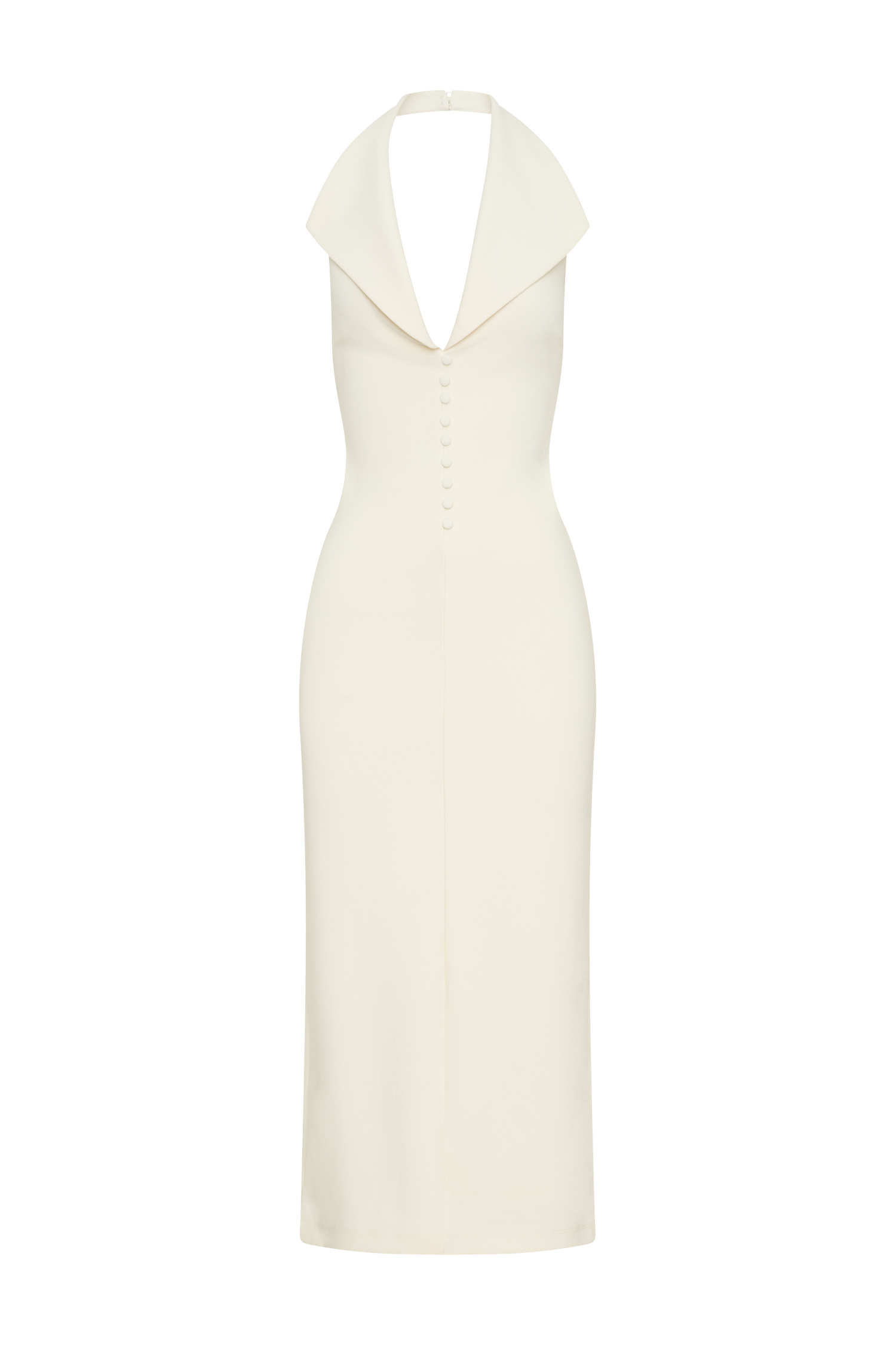 Annita Crepe Halter Midi Dress - Ivory - Image 9