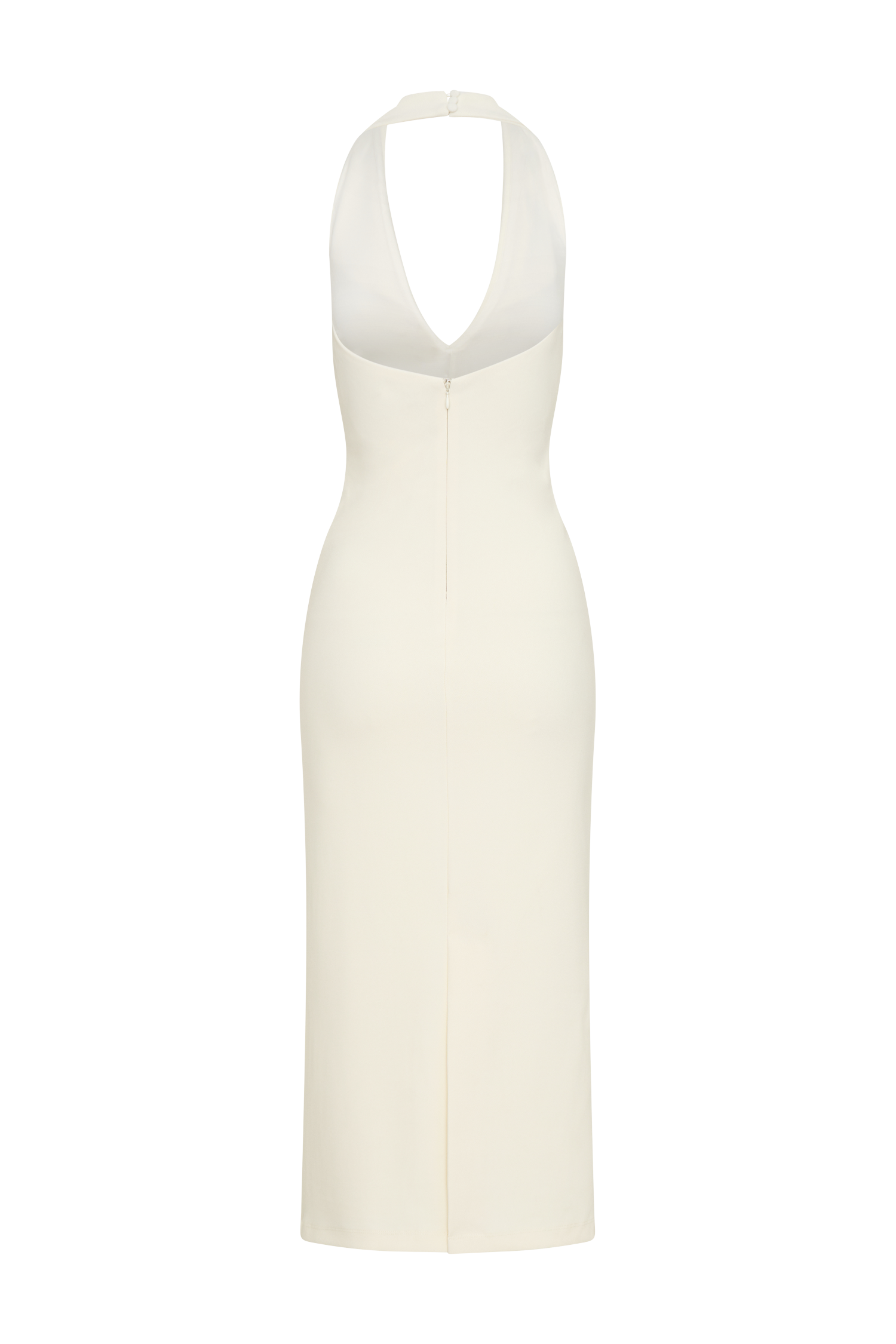 Annita Crepe Halter Midi Dress - Ivory - Image 8