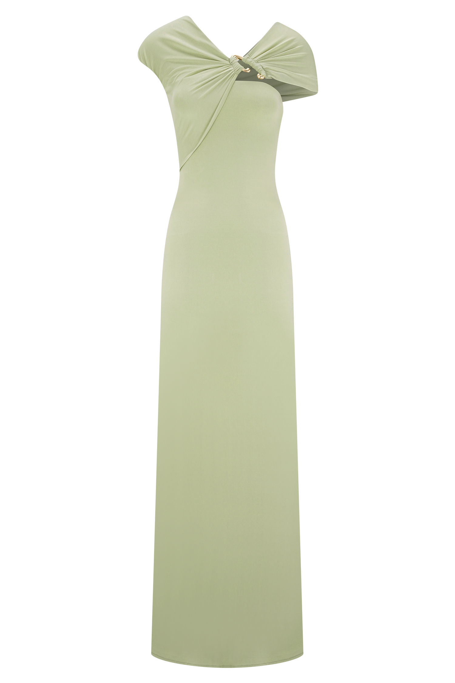 Ashford Asymmetrical Slinky Maxi Dress - Sage - Image 7