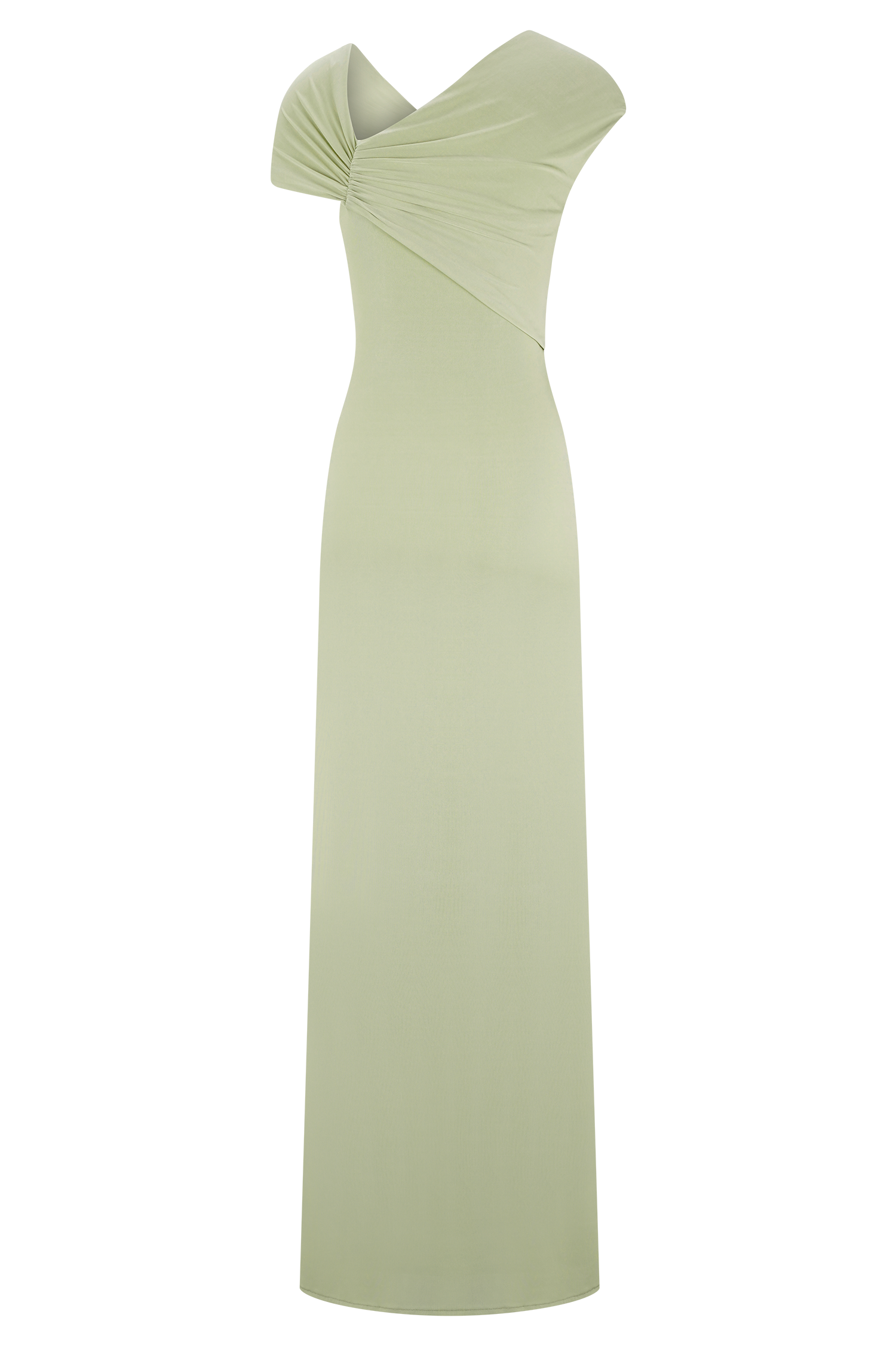 Ashford Asymmetrical Slinky Maxi Dress - Sage - Image 6