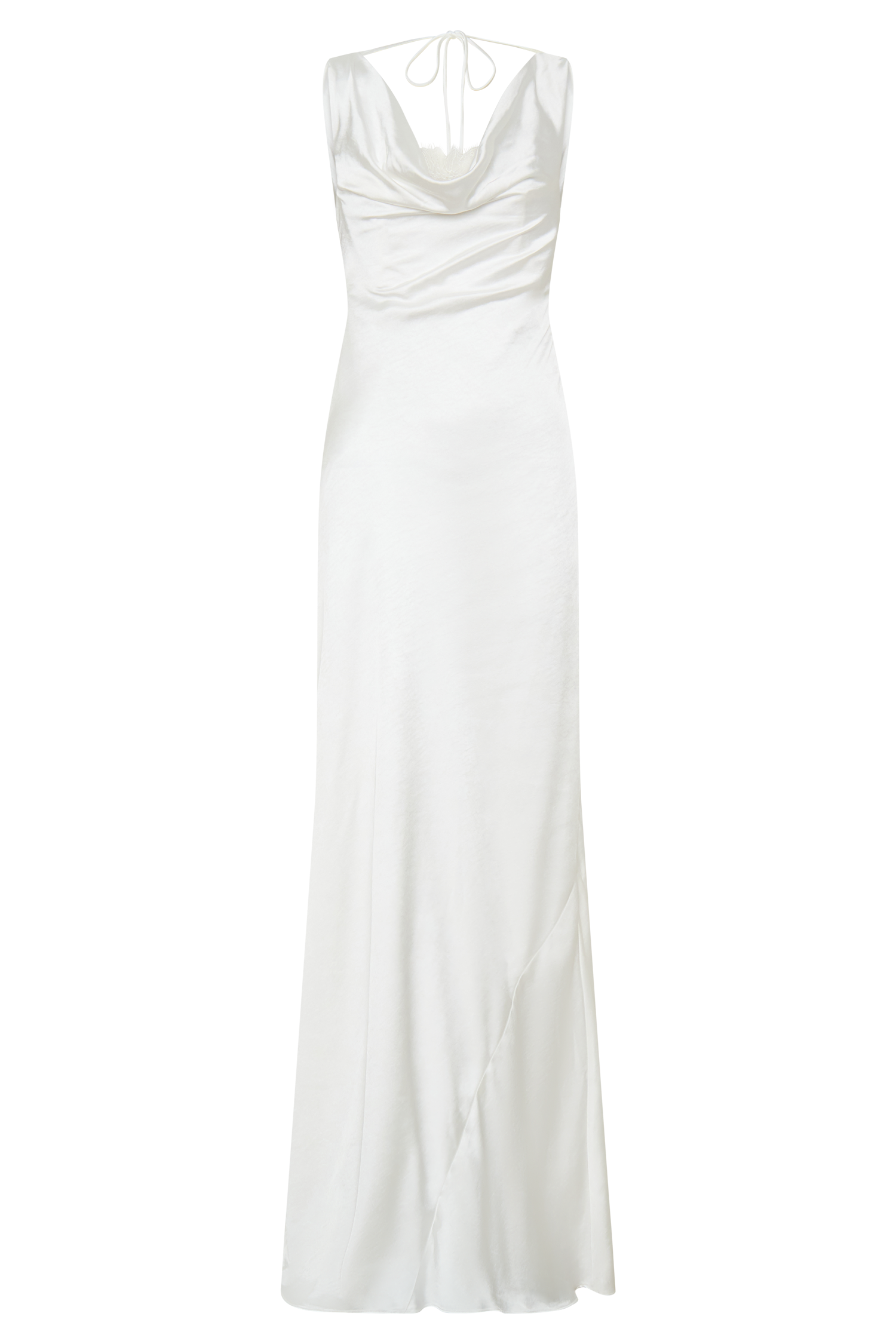 Ashley Cowl Neck Lace And Satin Maxi Dress - Ivory - Image 10