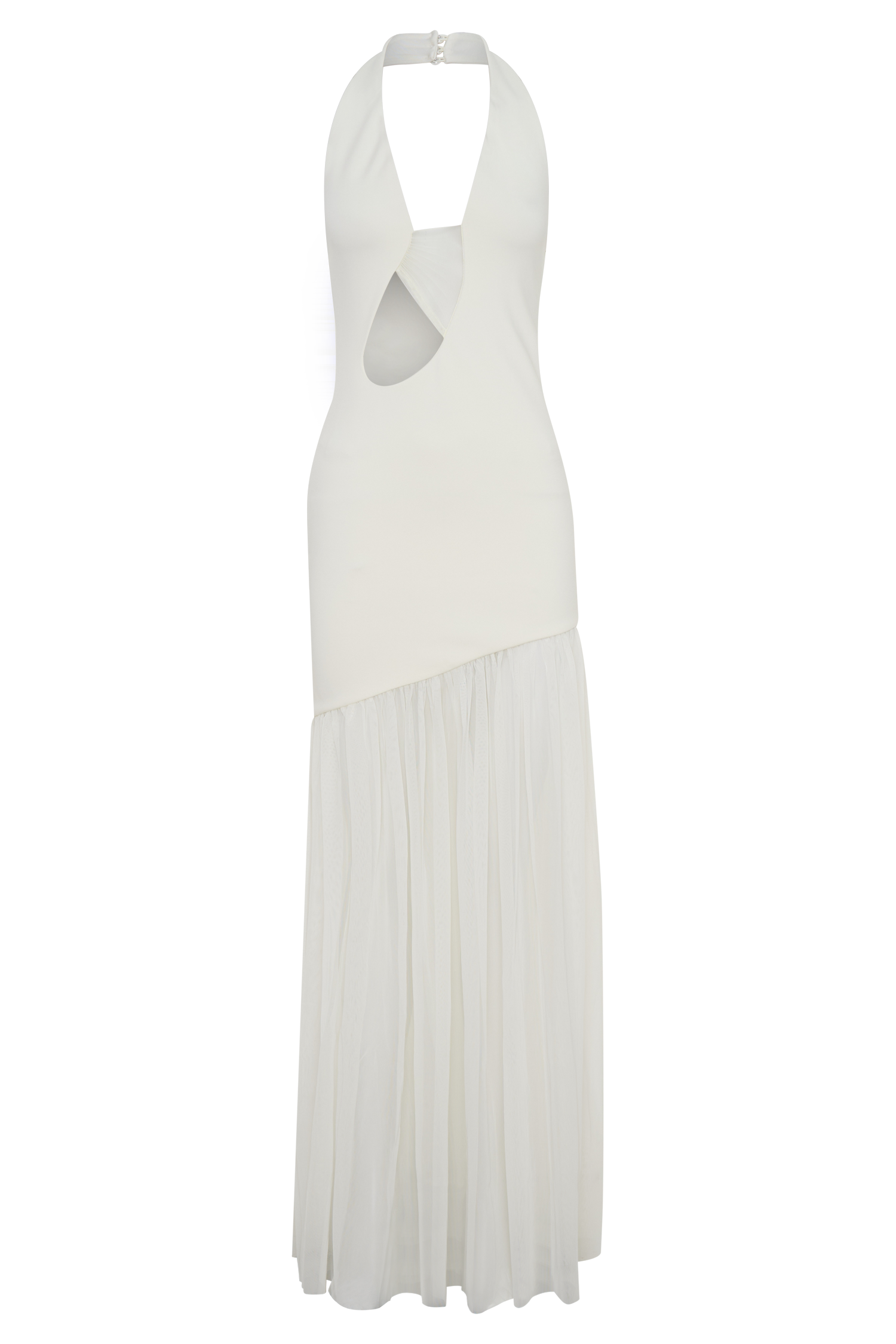 Aubree Crepe And Mesh Maxi Dress - Ivory - Image 7