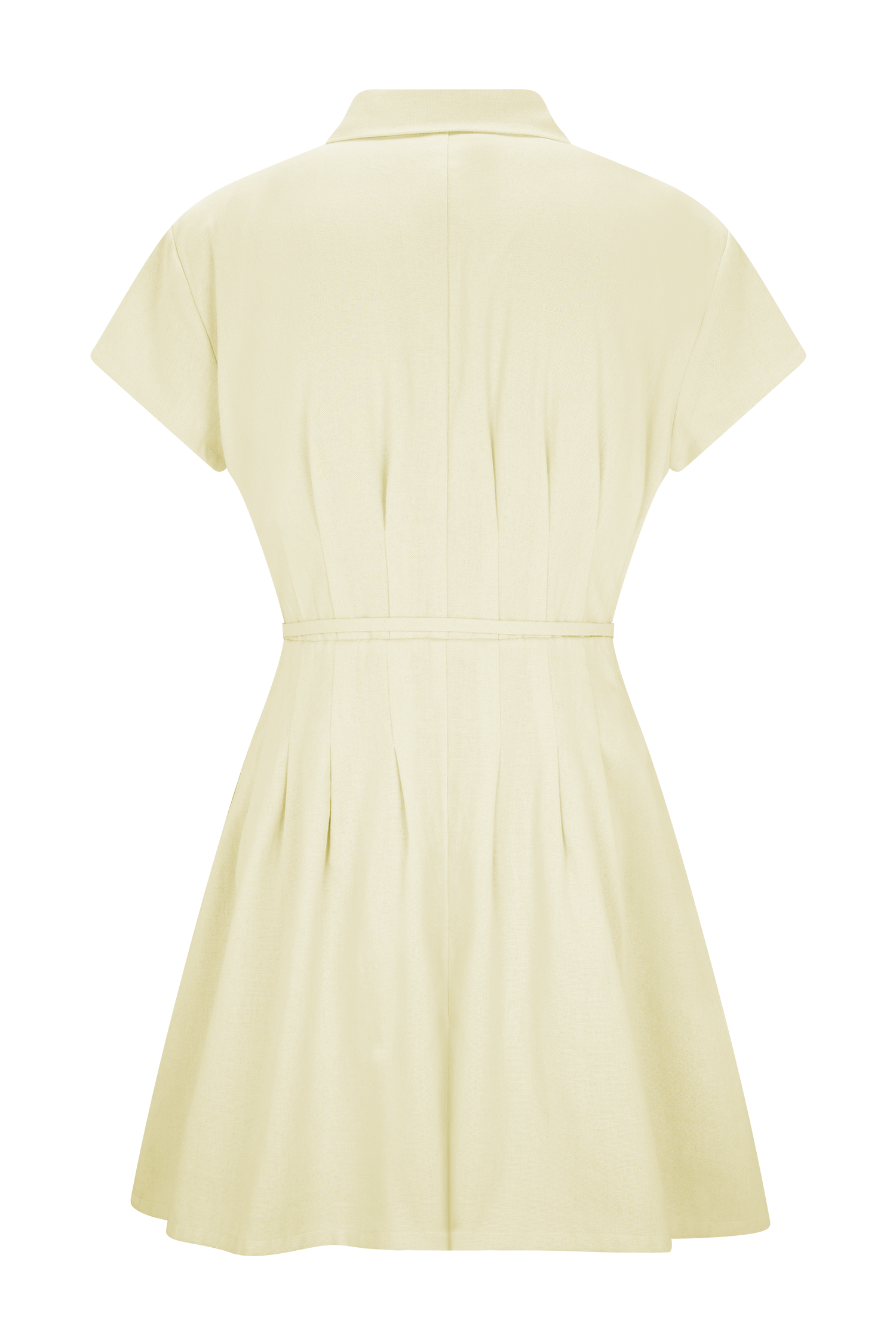 Aysha Buttoned Linen Mini Dress - Lemon - Image 7