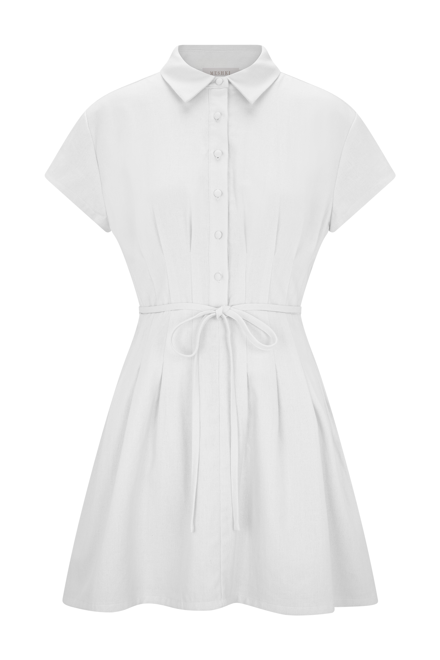Aysha Buttoned Linen Mini Dress - White - Image 7