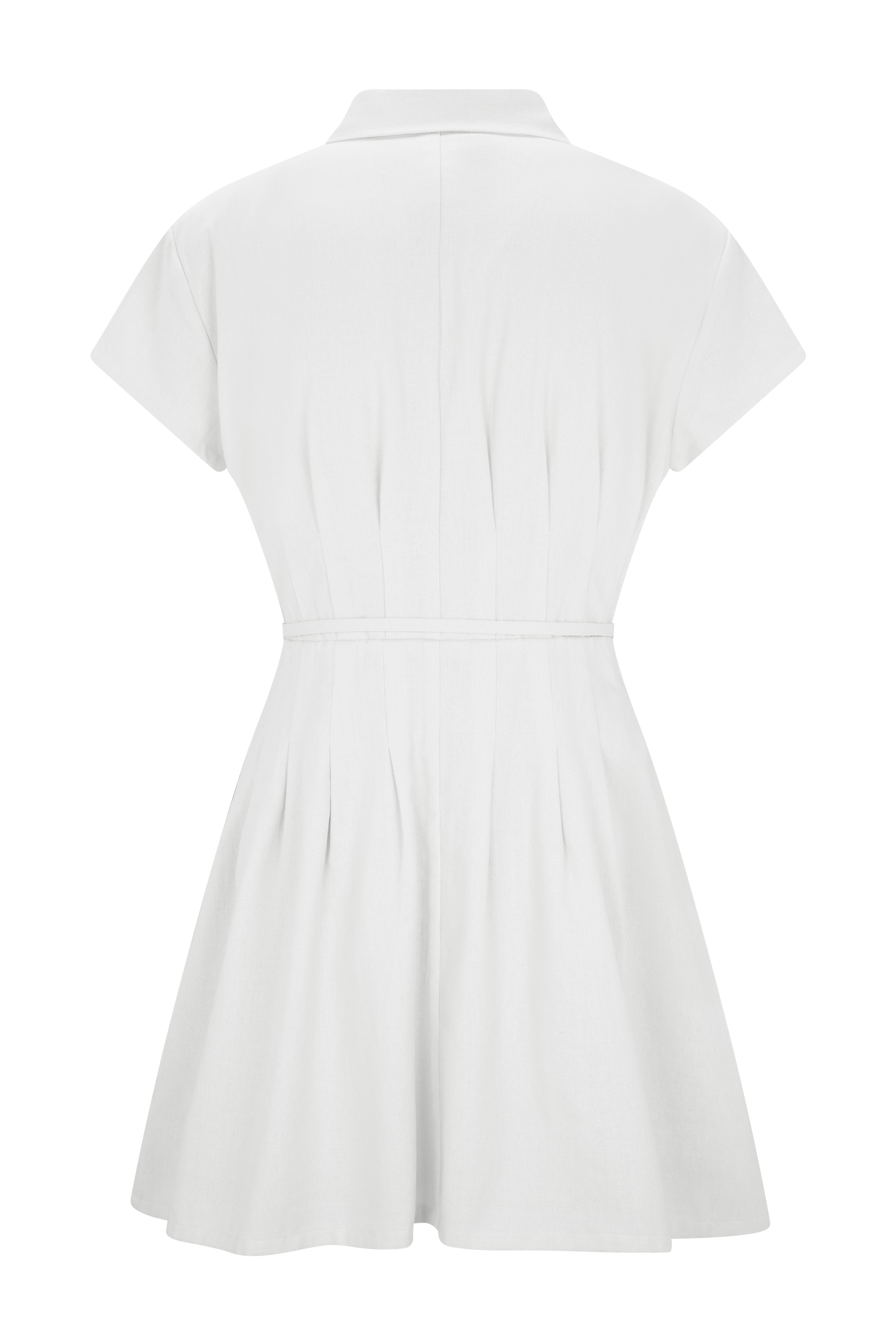 Aysha Buttoned Linen Mini Dress - White - Image 6