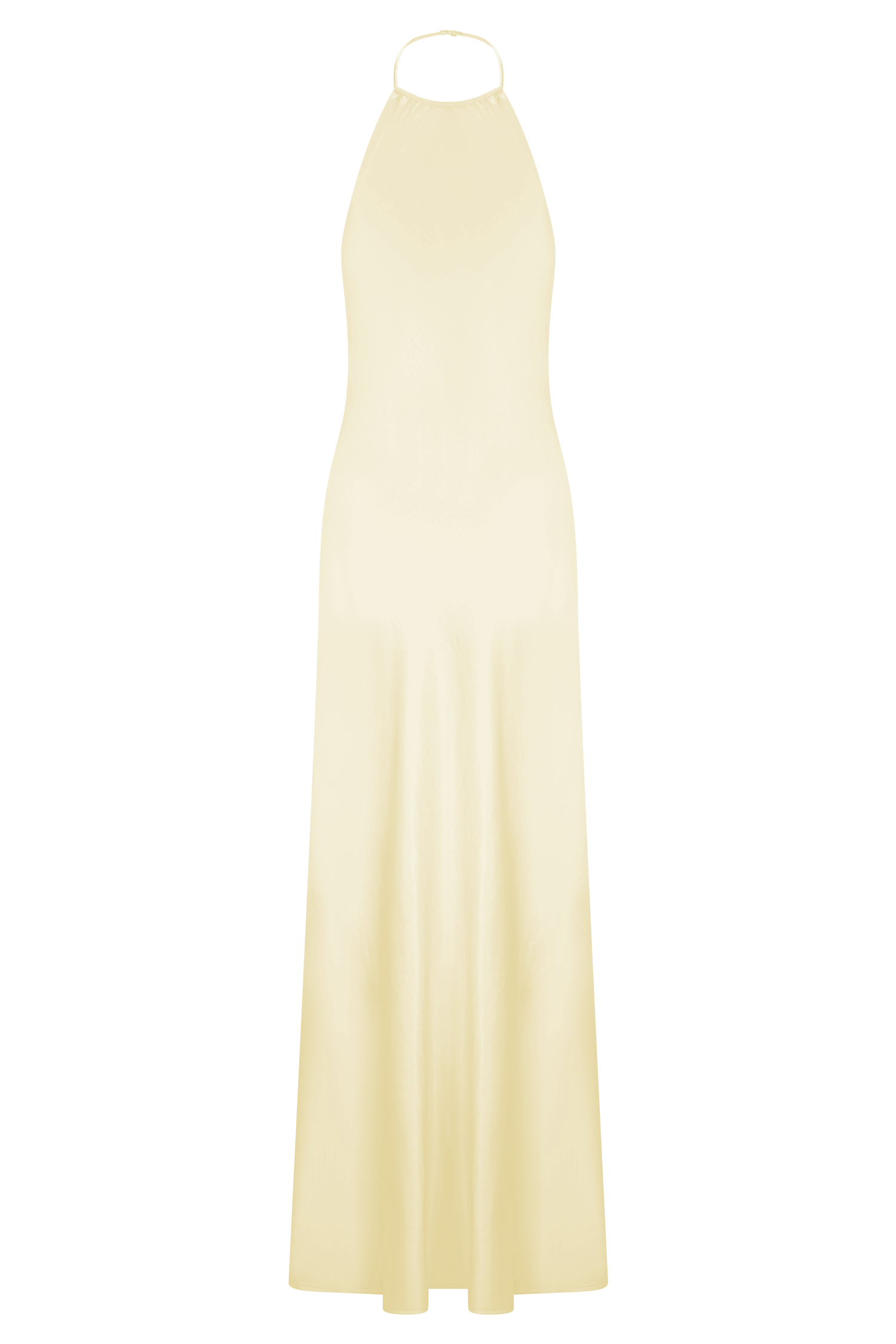Bella Satin Halter Maxi Dress - Lemon - Image 12