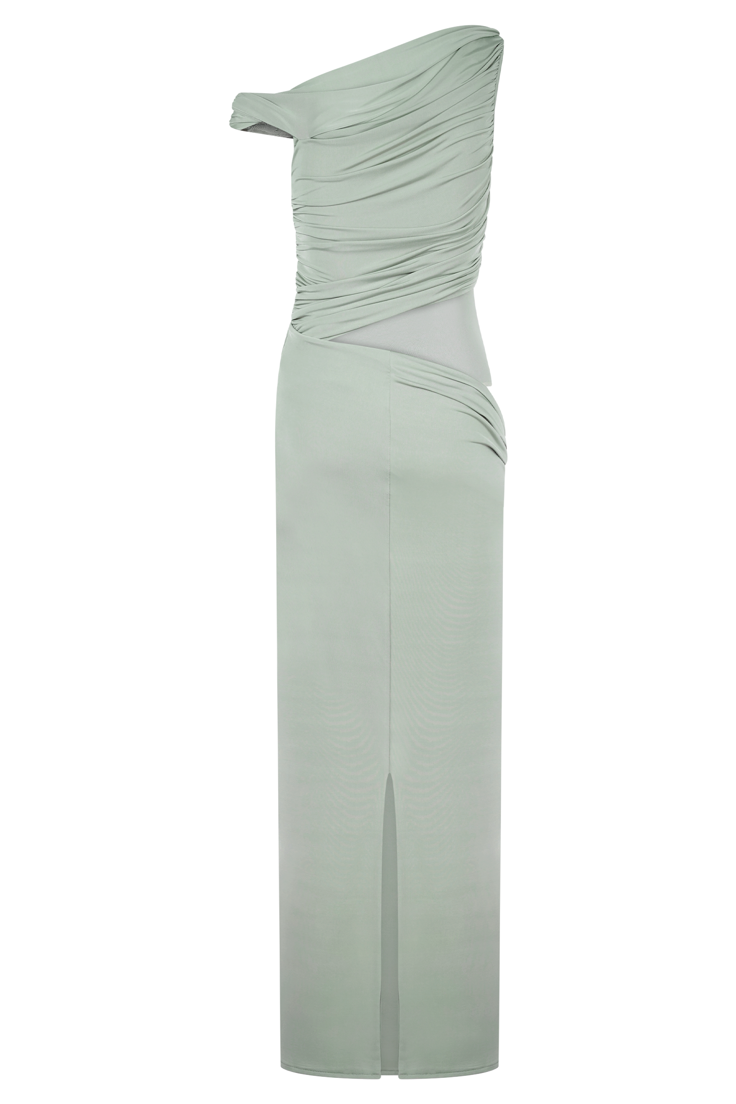 Callen One Shoulder Slinky Maxi Dress - Sage - Image 7