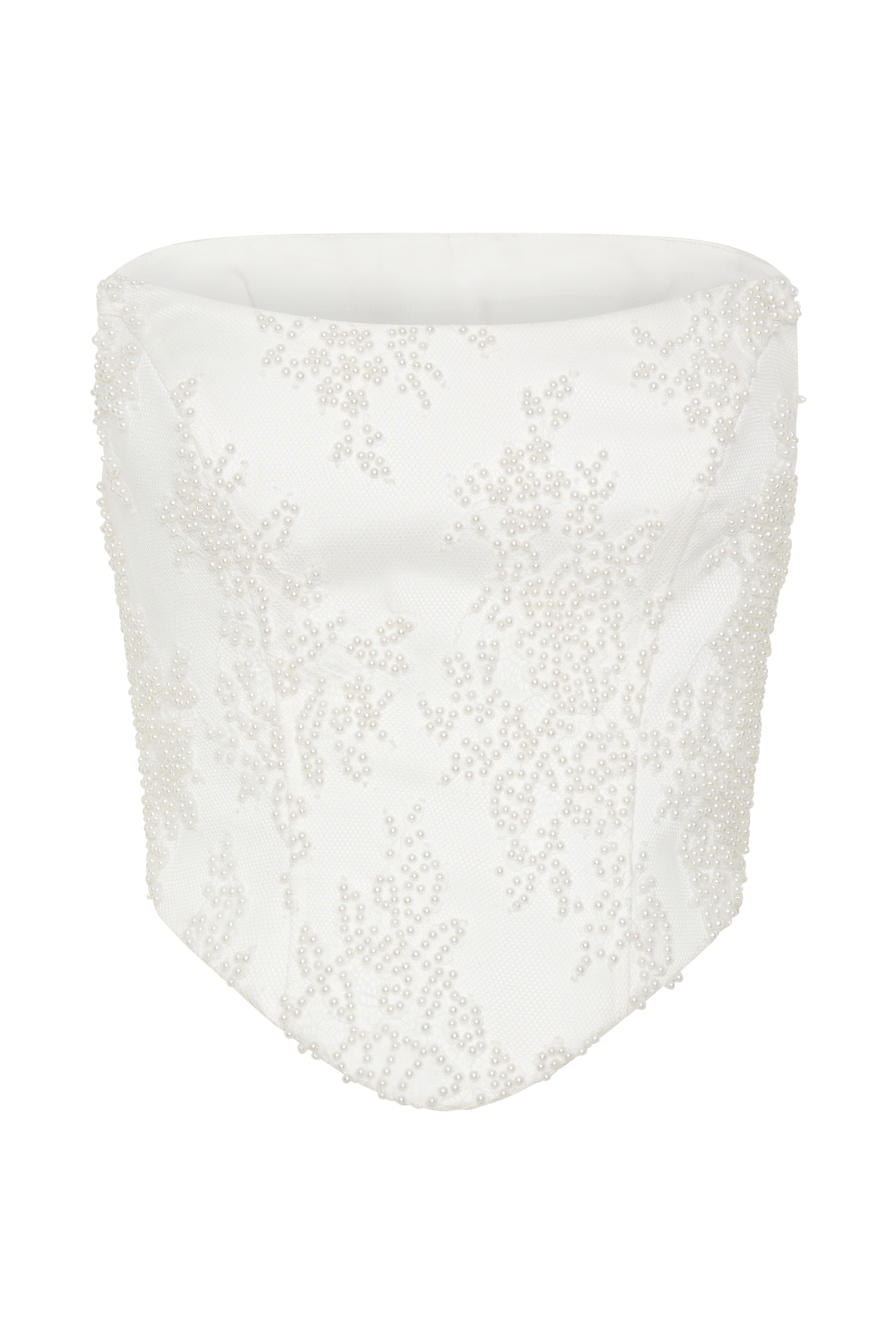 Camille Beaded Satin And Lace Corset Top - Ivory - Image 6