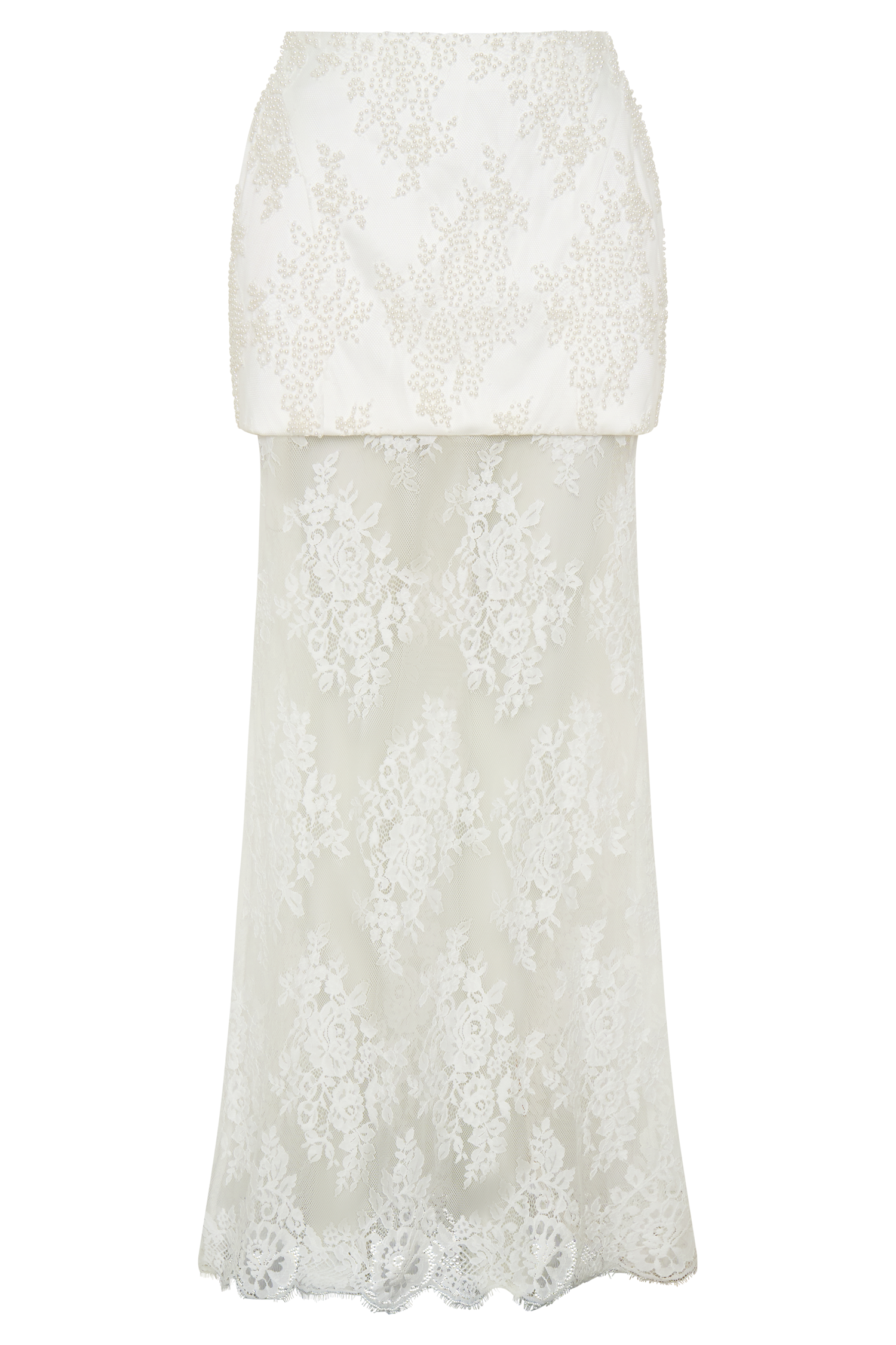 Camille Beaded Satin And Lace Maxi Skirt - Ivory - Image 8