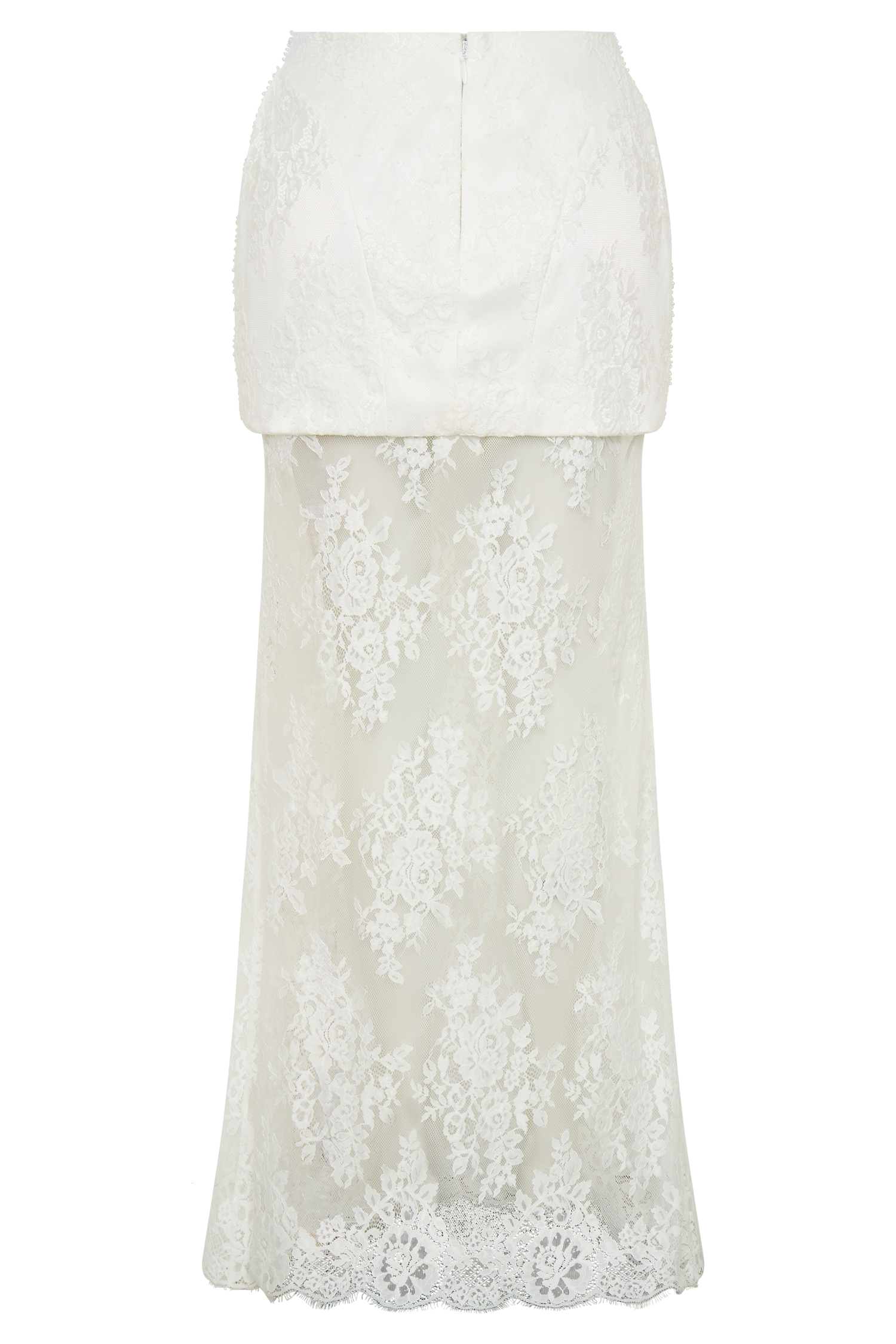 Camille Beaded Satin And Lace Maxi Skirt - Ivory - Image 7