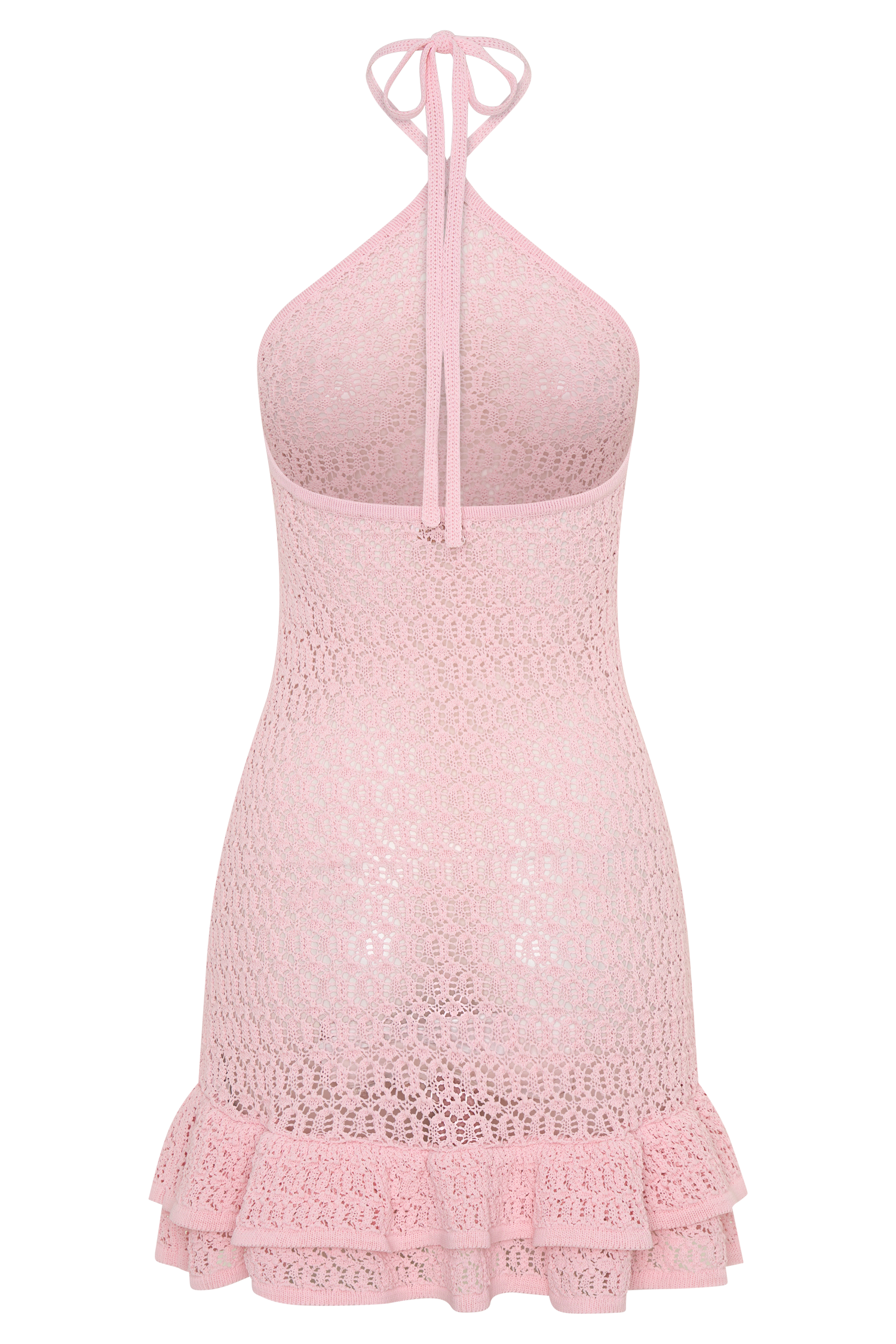 Carrisa Crochet Knit Mini Dress - Baby Pink - Image 6