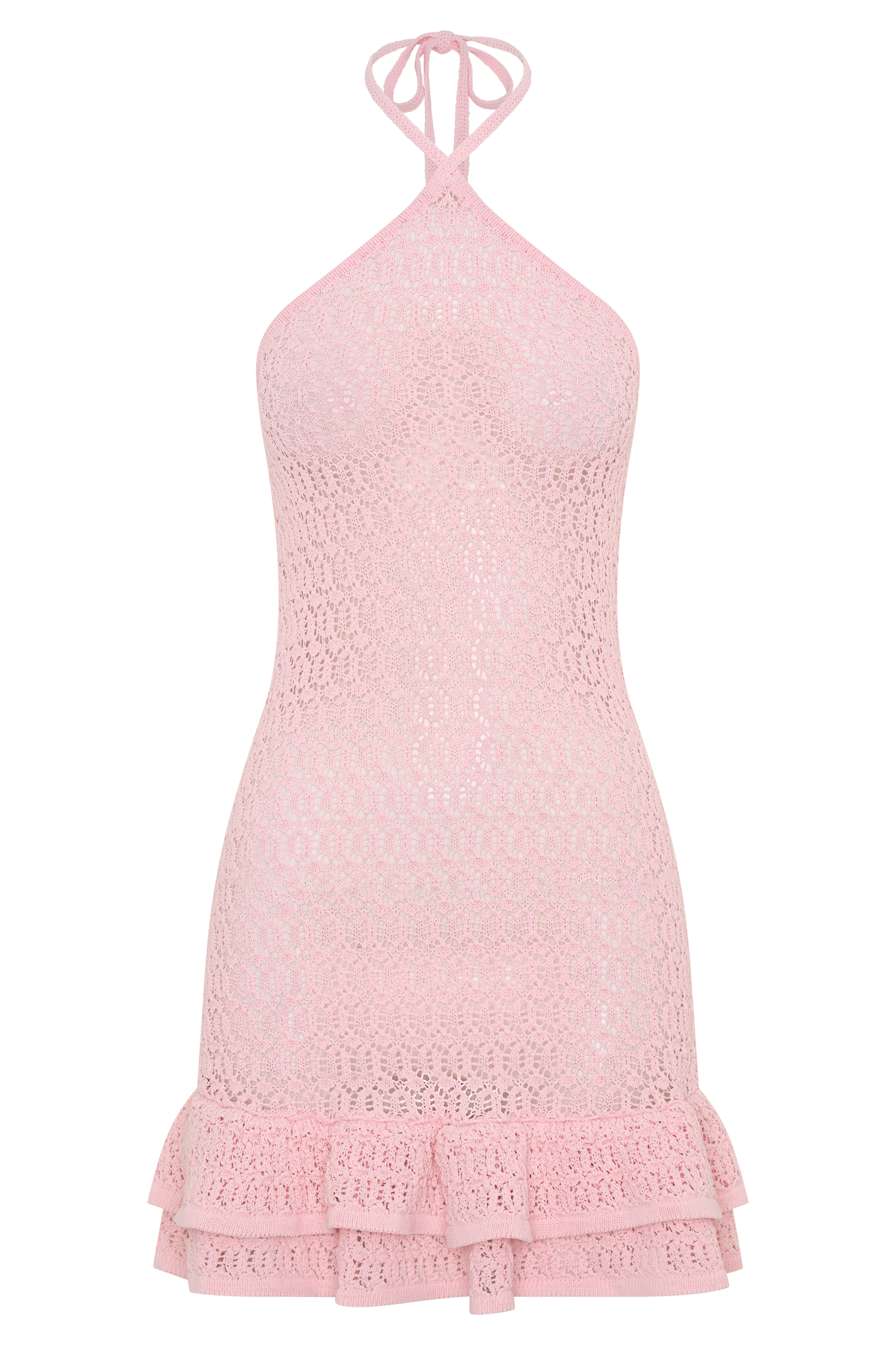 Carrisa Crochet Knit Mini Dress - Baby Pink - Image 7
