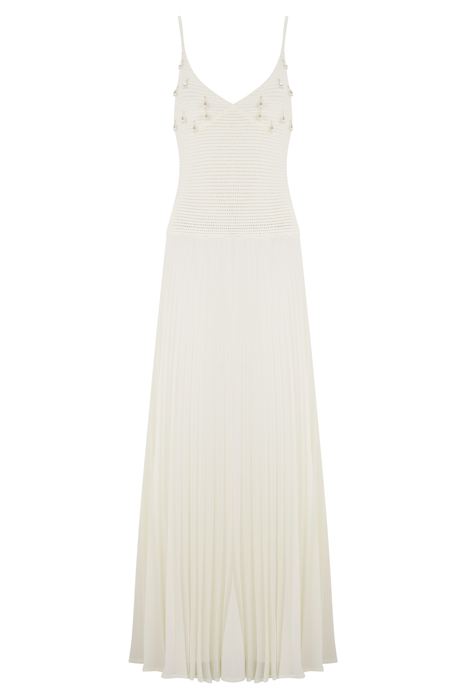Catherine Crochet Pearl Maxi Dress - White - Image 7