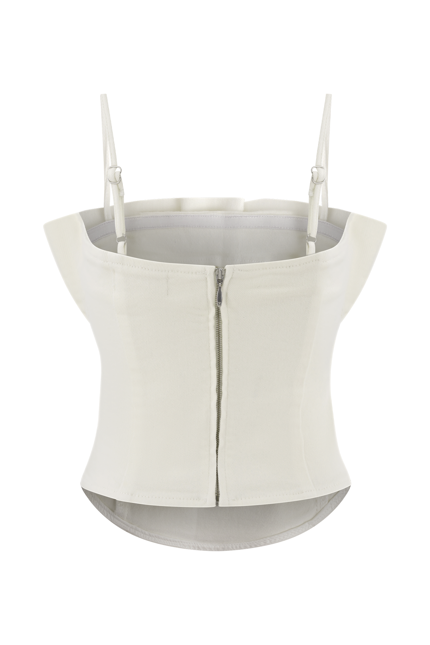 Cecilia Denim Frill Corset - White - Image 8
