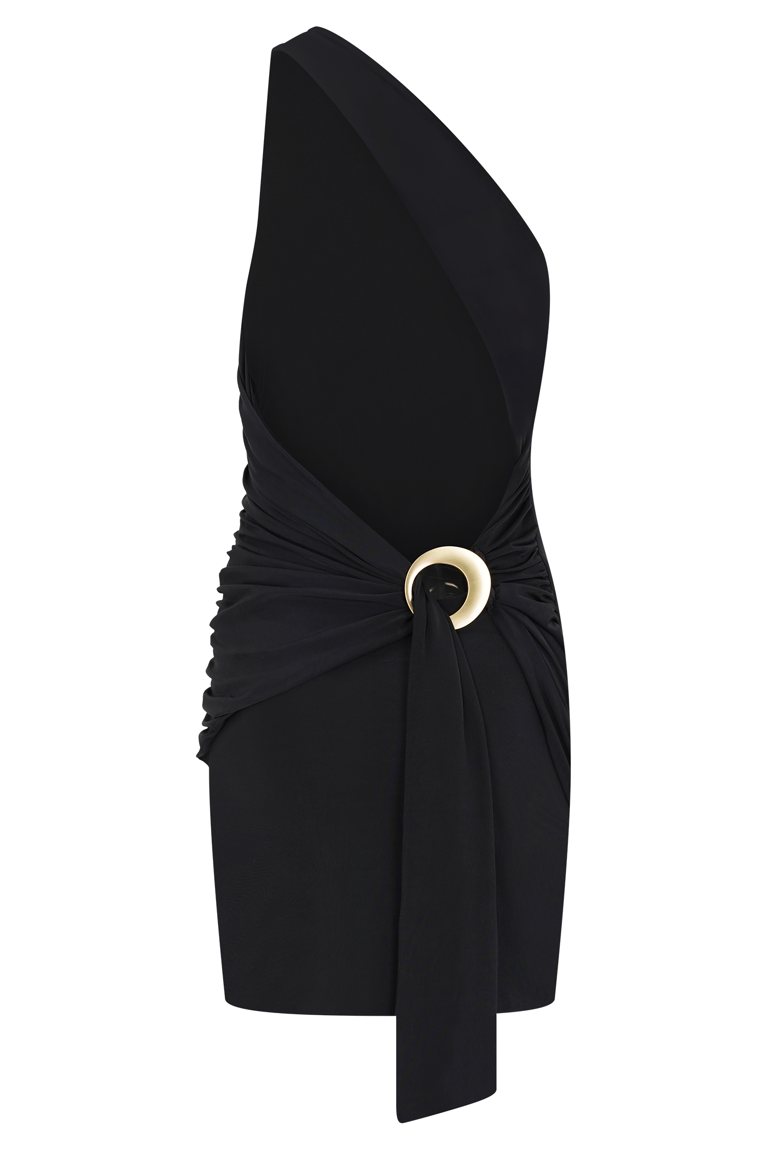 Claudette Slinky Mini Dress With Hardware - Black - Image 7
