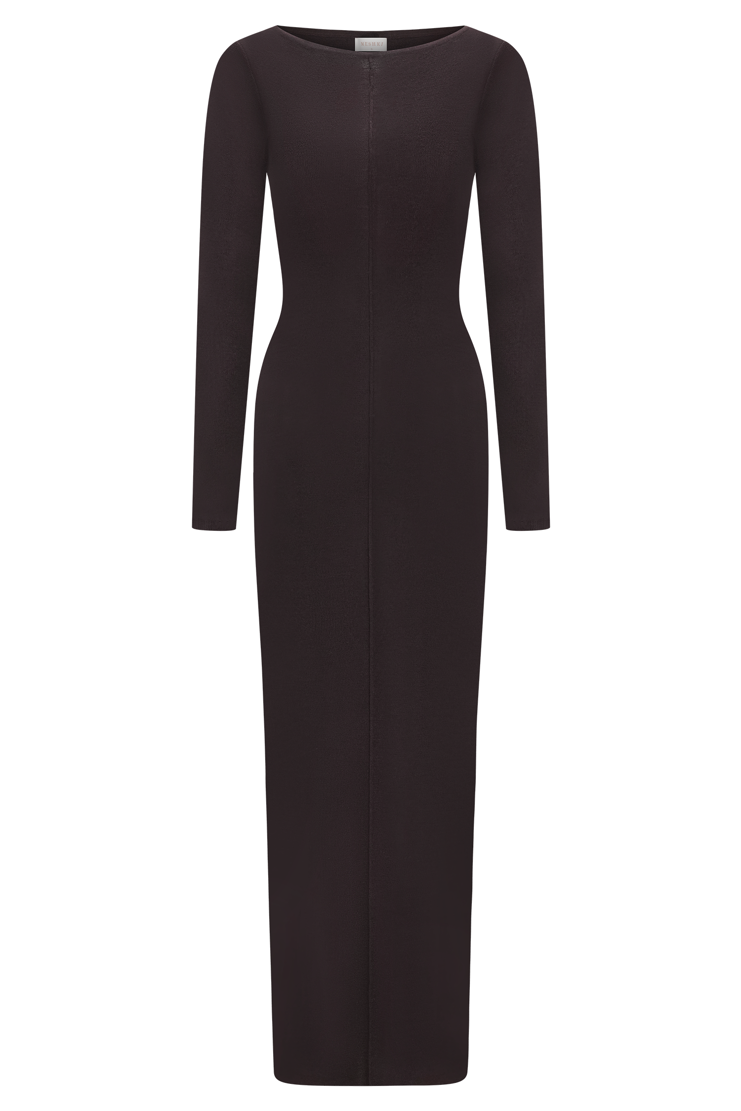 Cleona Merino Wool Ribbed Long Sleeve Maxi Dress - Deep Chocolate - Image 9