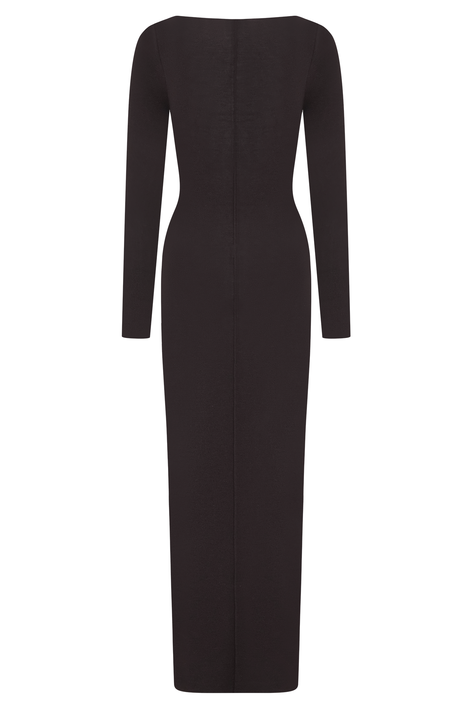 Cleona Merino Wool Ribbed Long Sleeve Maxi Dress - Deep Chocolate - Image 8