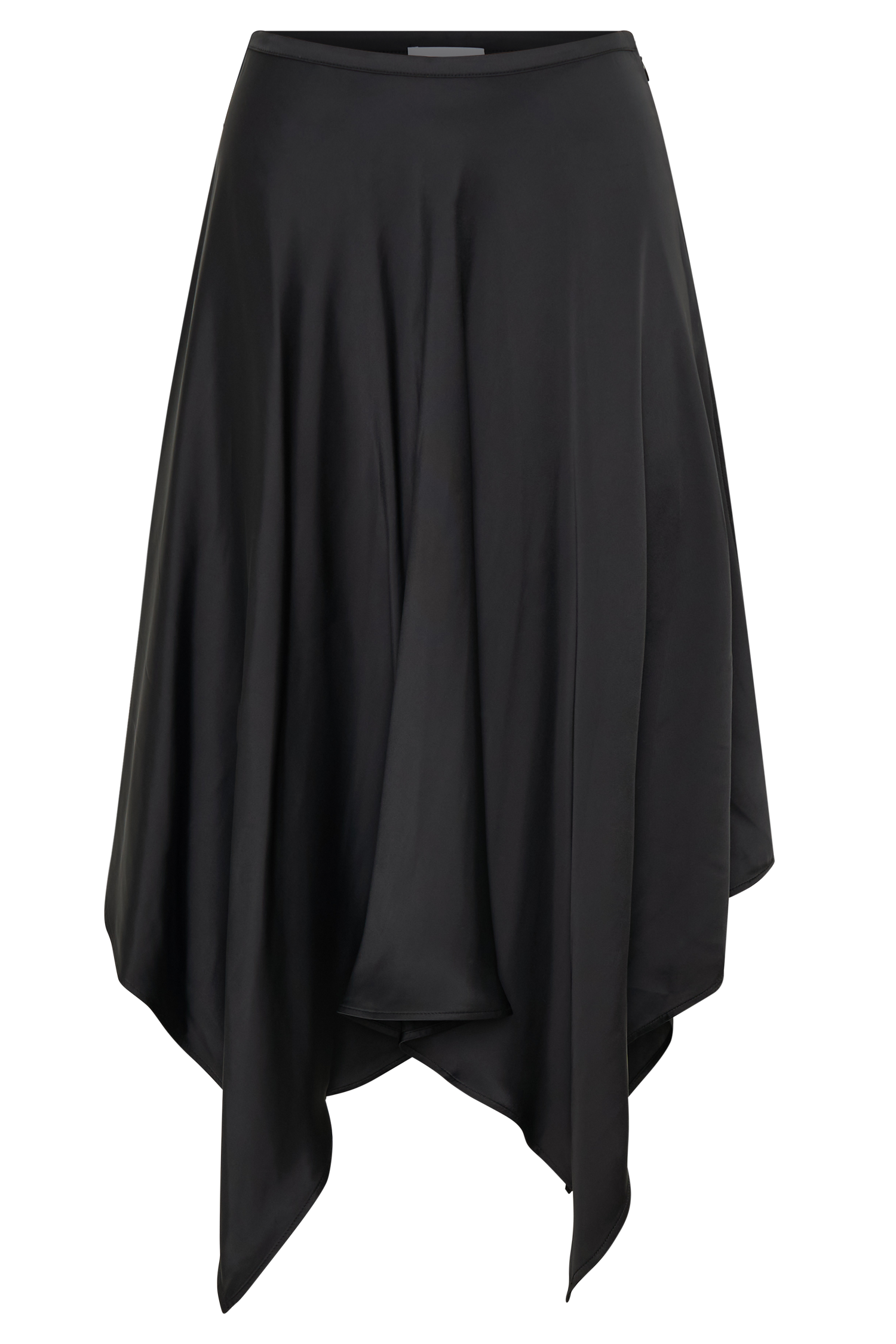 Coralie Asymmetric Satin Midi Skirt - Black - Image 16
