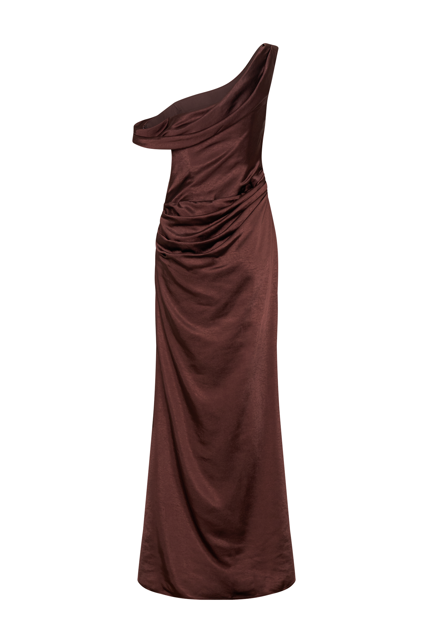 Dalia Off Shoulder Satin Maxi Dress - Dark Chocolate - Image 13
