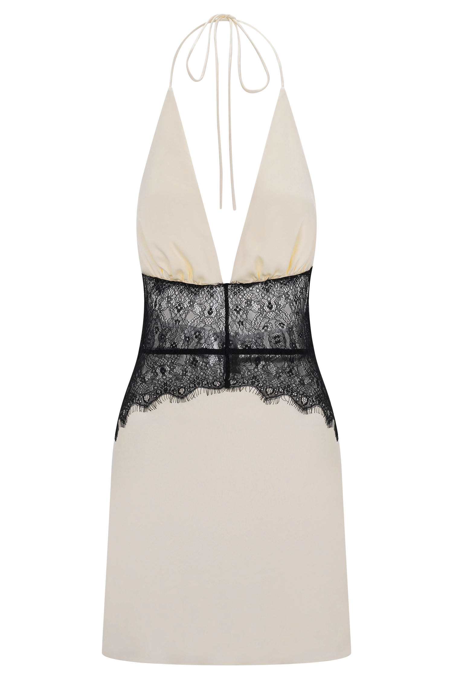 Dinah Lace And Satin Mini Dress - Black/Ivory - Image 7