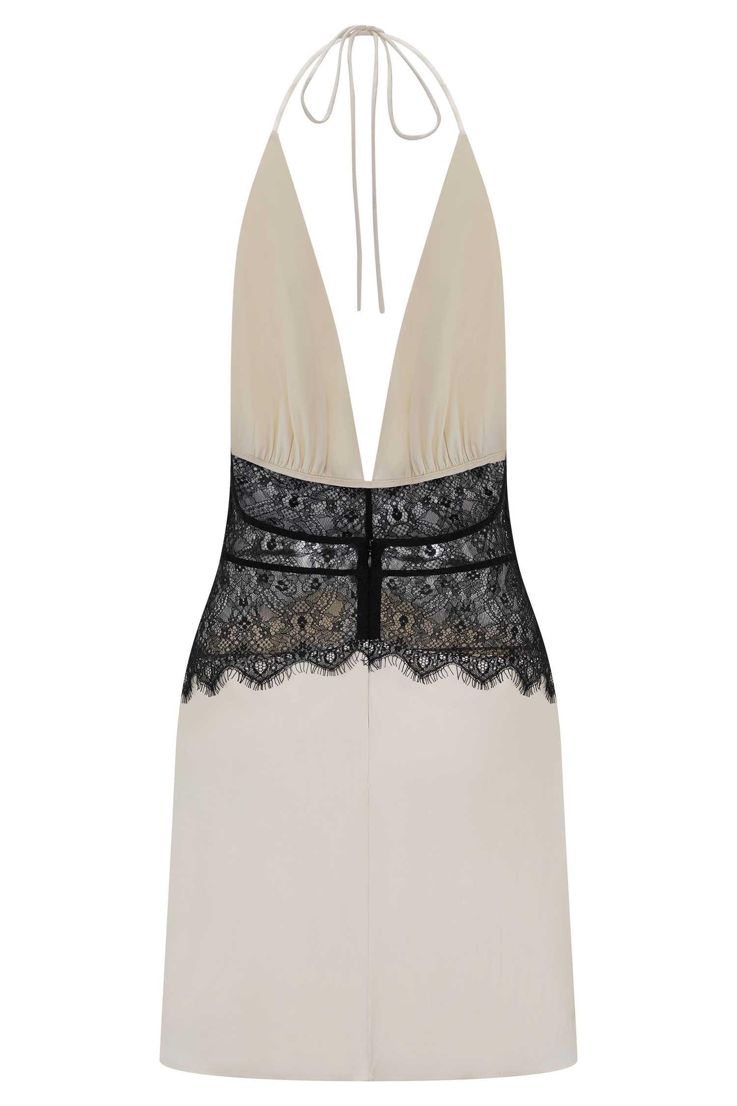 Dinah Lace And Satin Mini Dress - Black/Ivory - Image 6