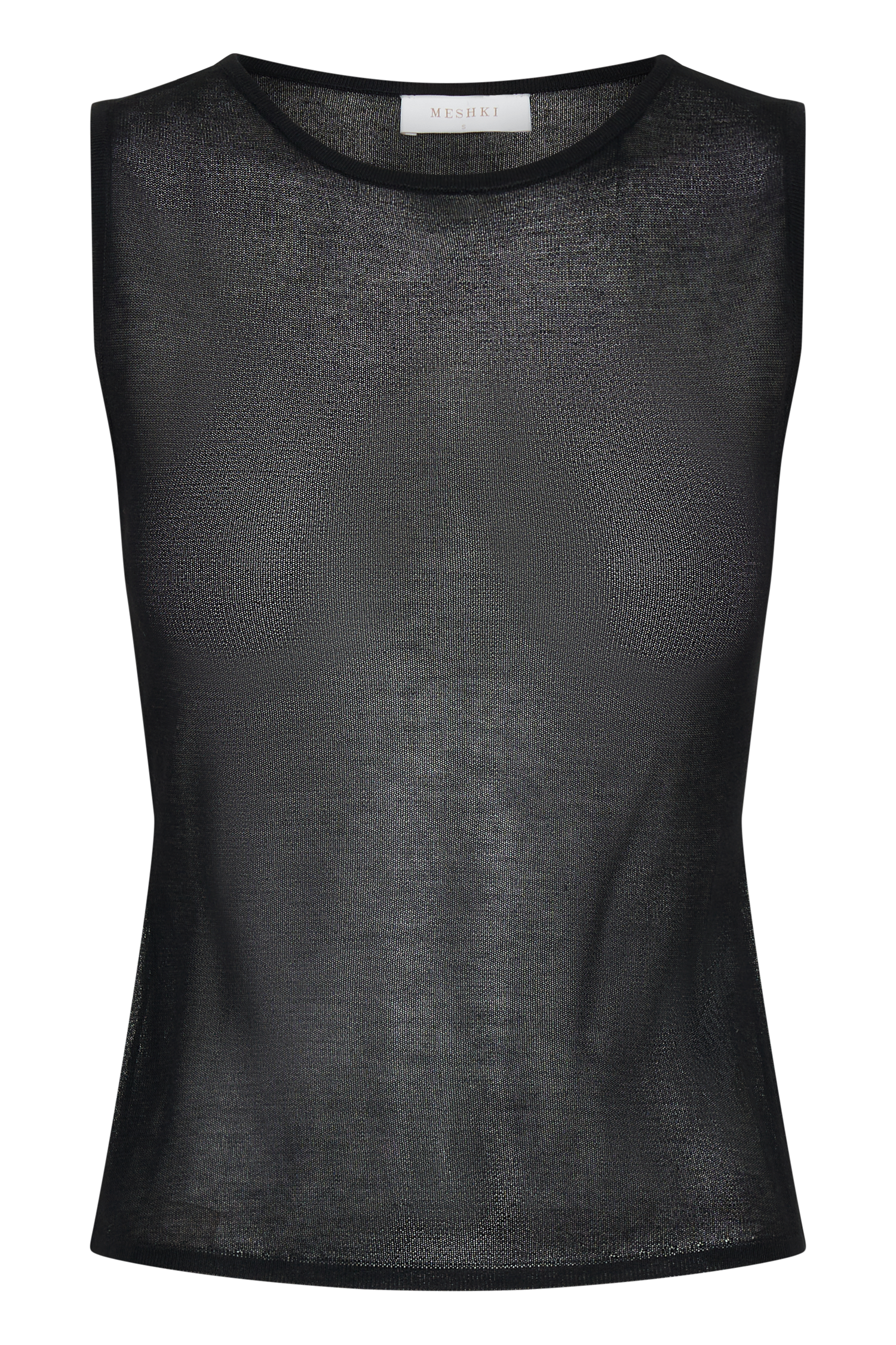 Dollie Sheer Knit Tank Top - Black - Image 9