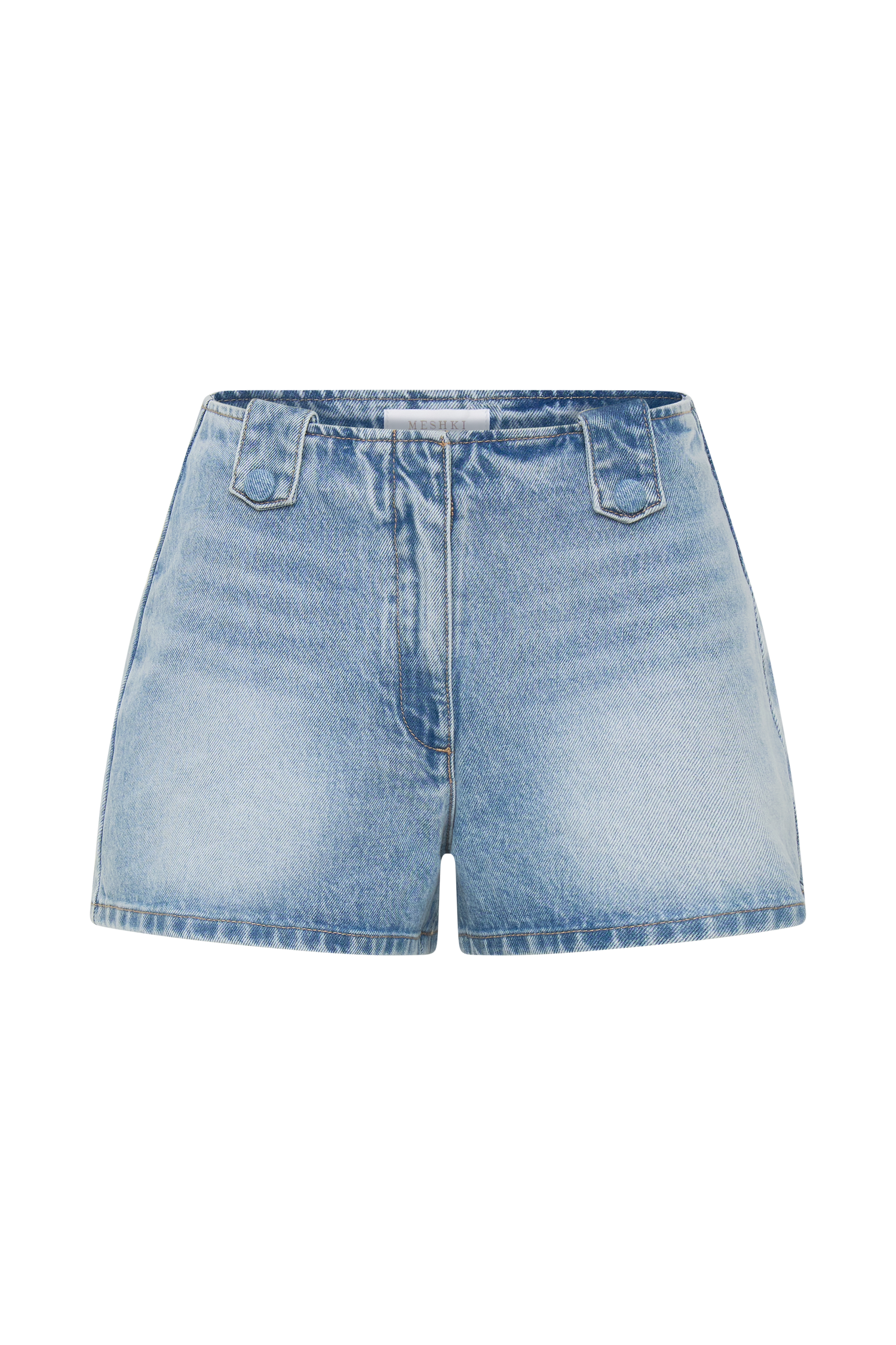 Erin Mid Rise Denim Shorts - Washed Light Blue - Image 8