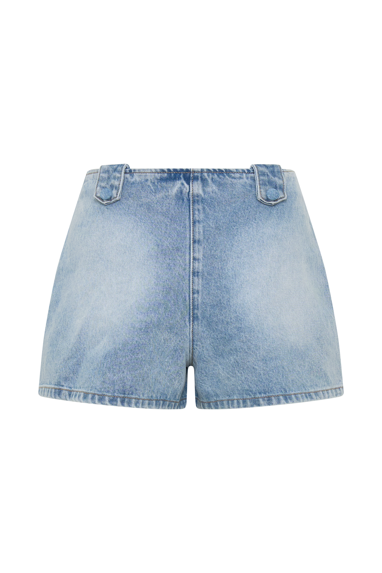 Erin Mid Rise Denim Shorts - Washed Light Blue - Image 7