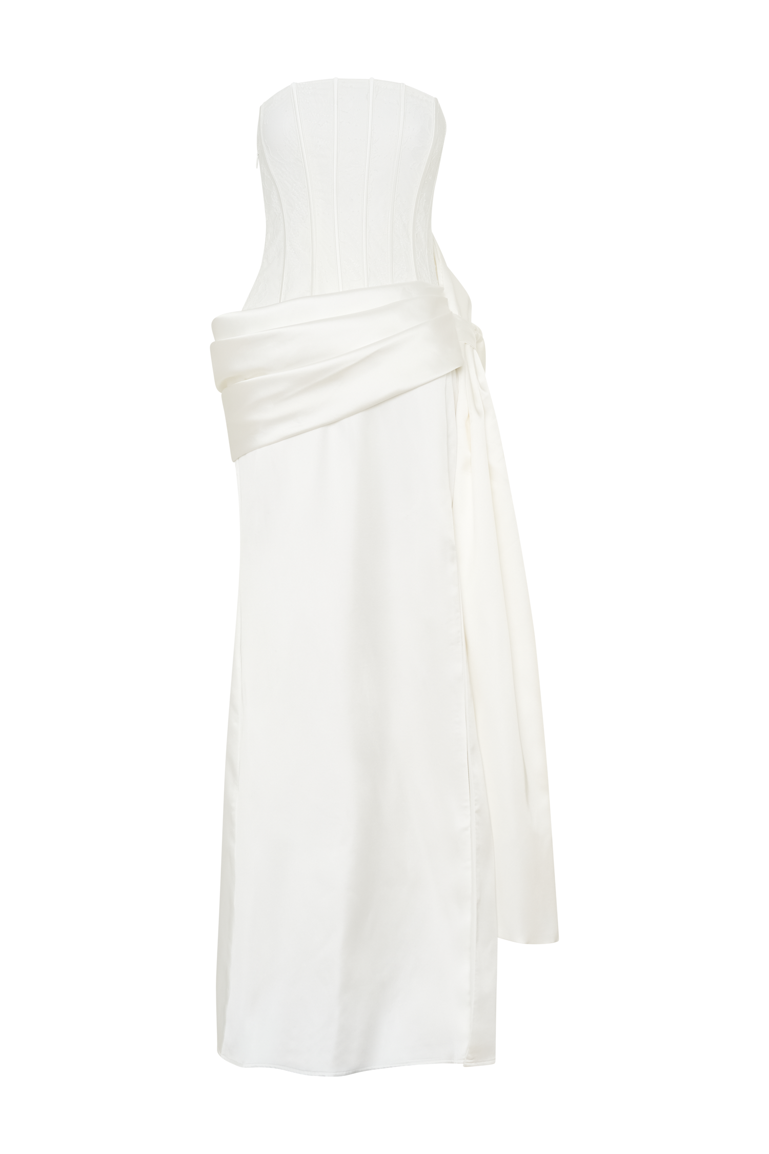 Galia Satin Corset Gown - White - Image 11