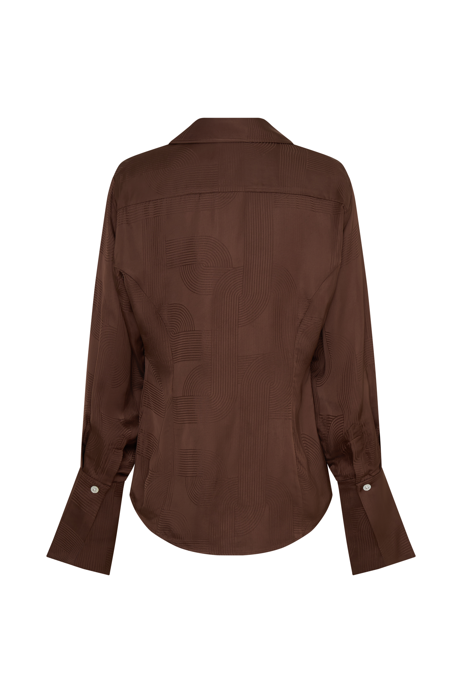 Gia Long Sleeve Satin Shirt - Chocolate - Image 9