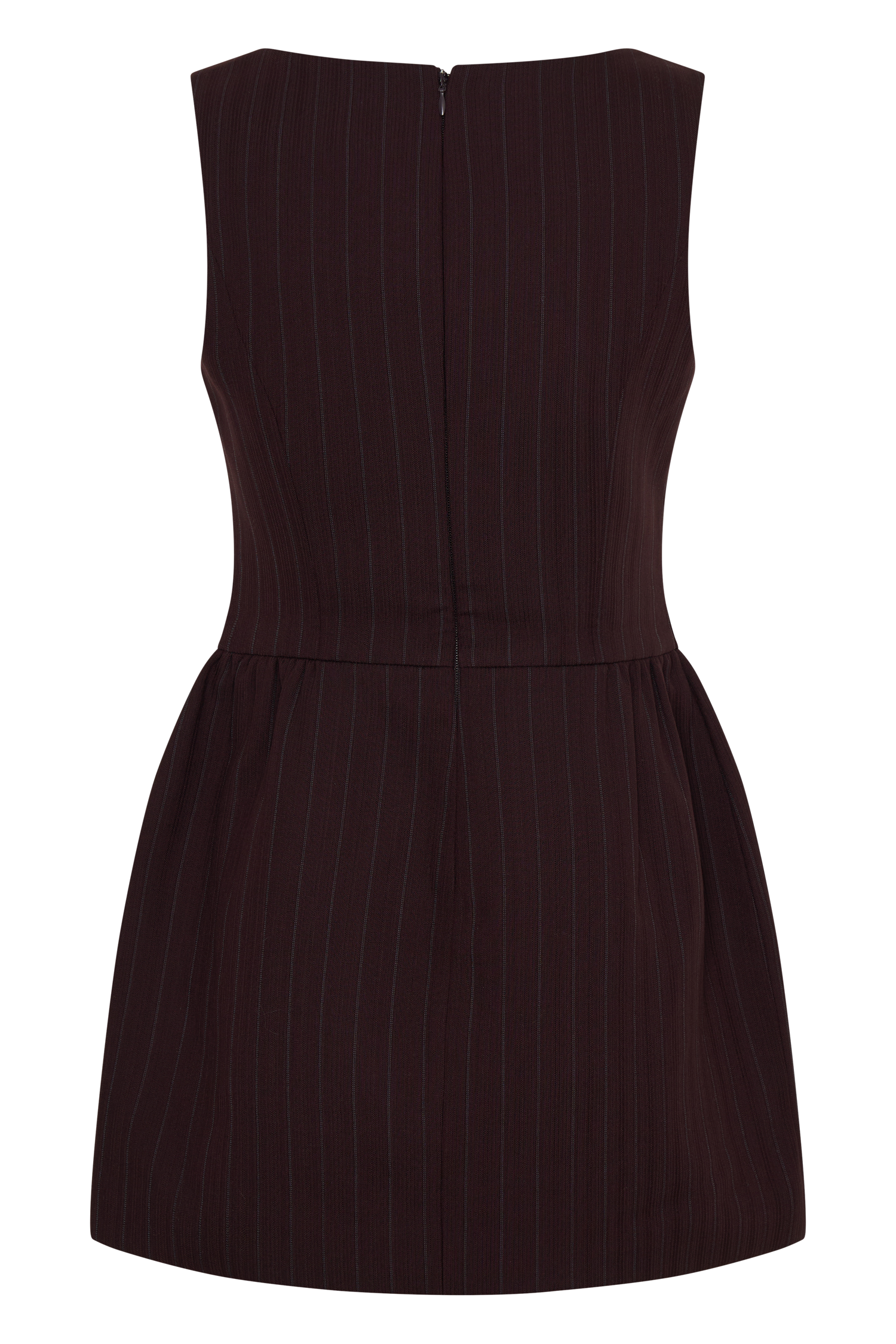 Hallie Boat Neck Mini Dress - Plum Pinstripe - Image 12