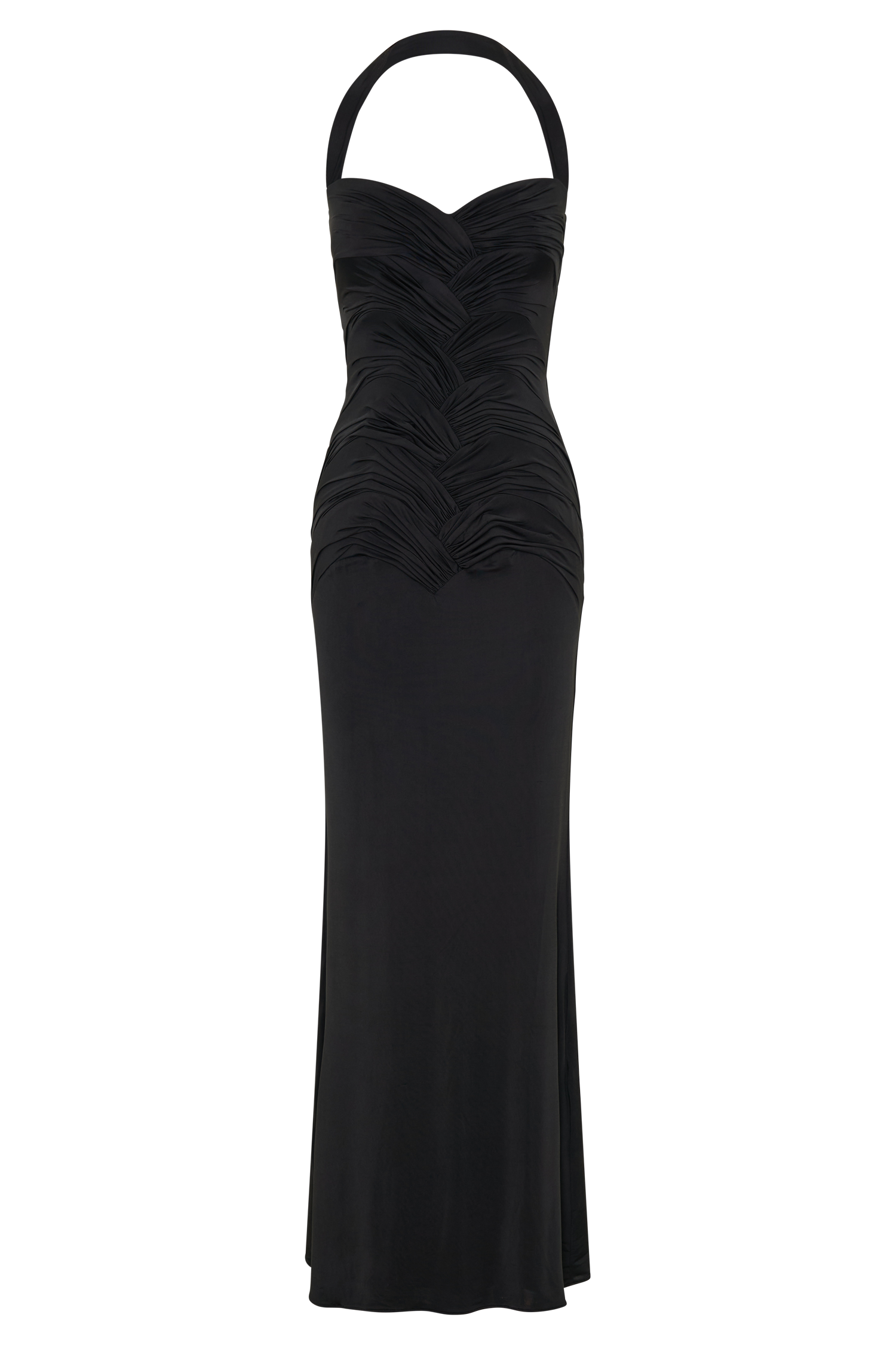 Hoai Gathered Slinky Halter Maxi Dress - Black - Image 7