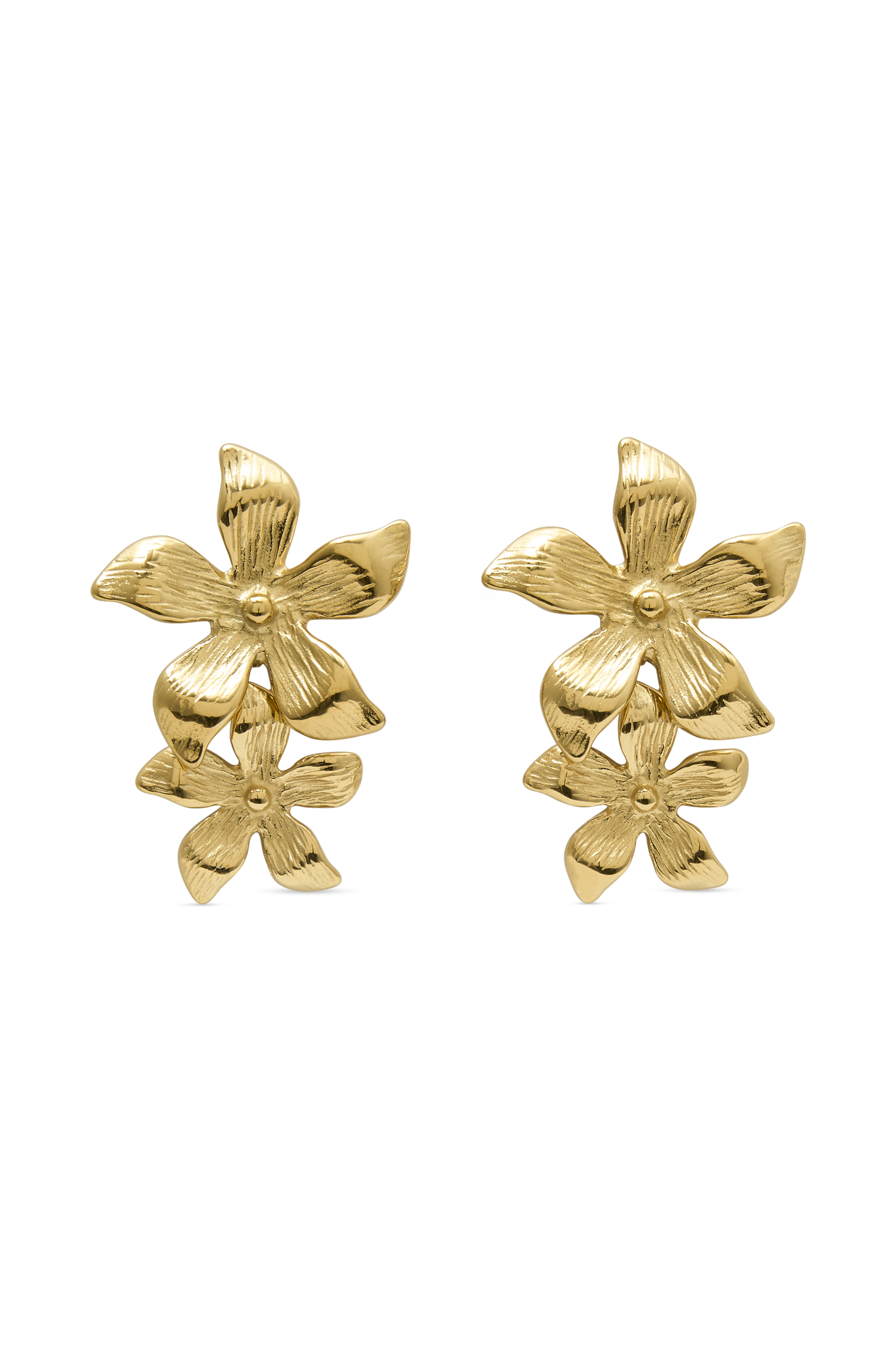 Infatuated Drop Flower Earrings - Gold - Image 9