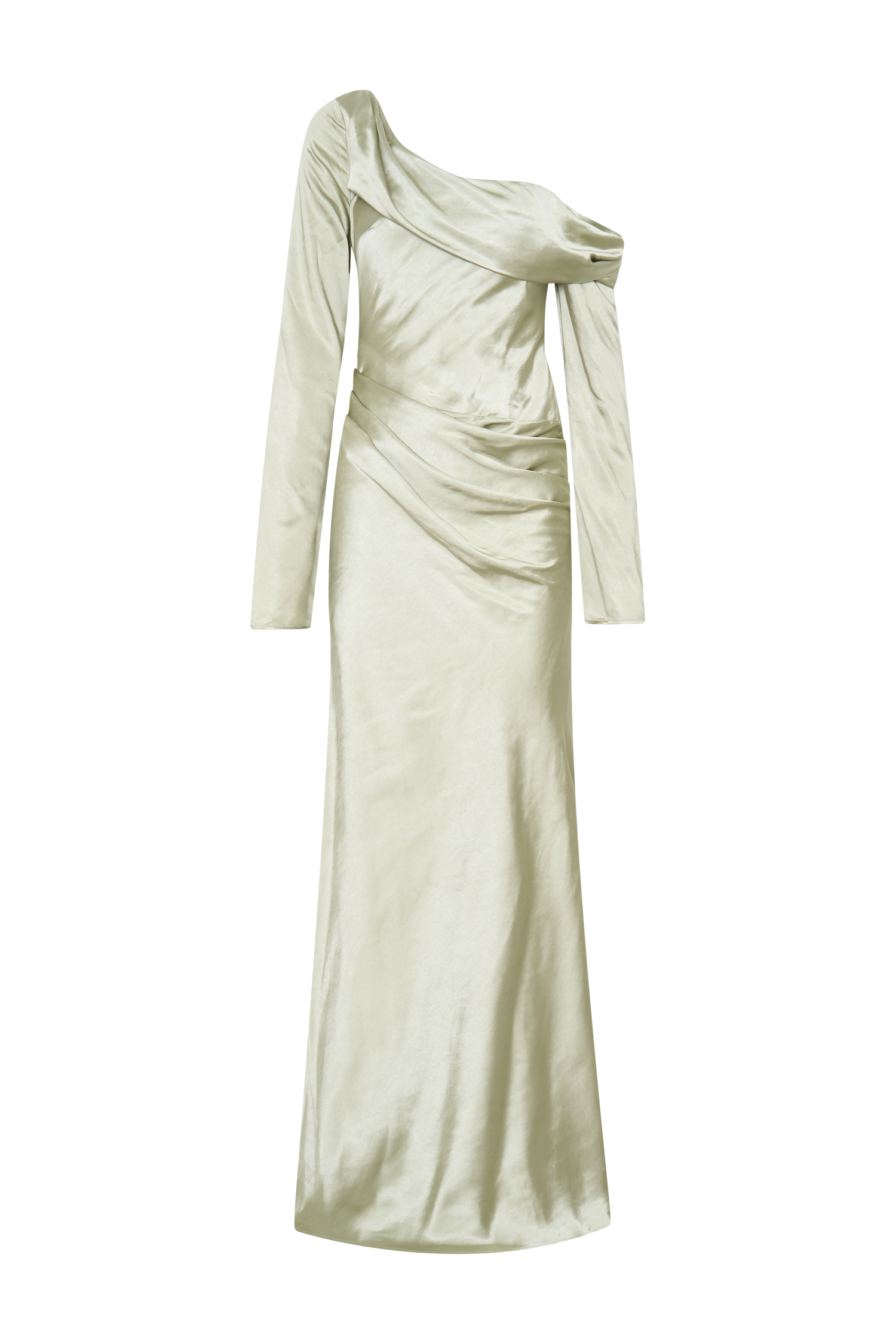 Iris Long Sleeve Satin Maxi Dress - Sage - Image 13