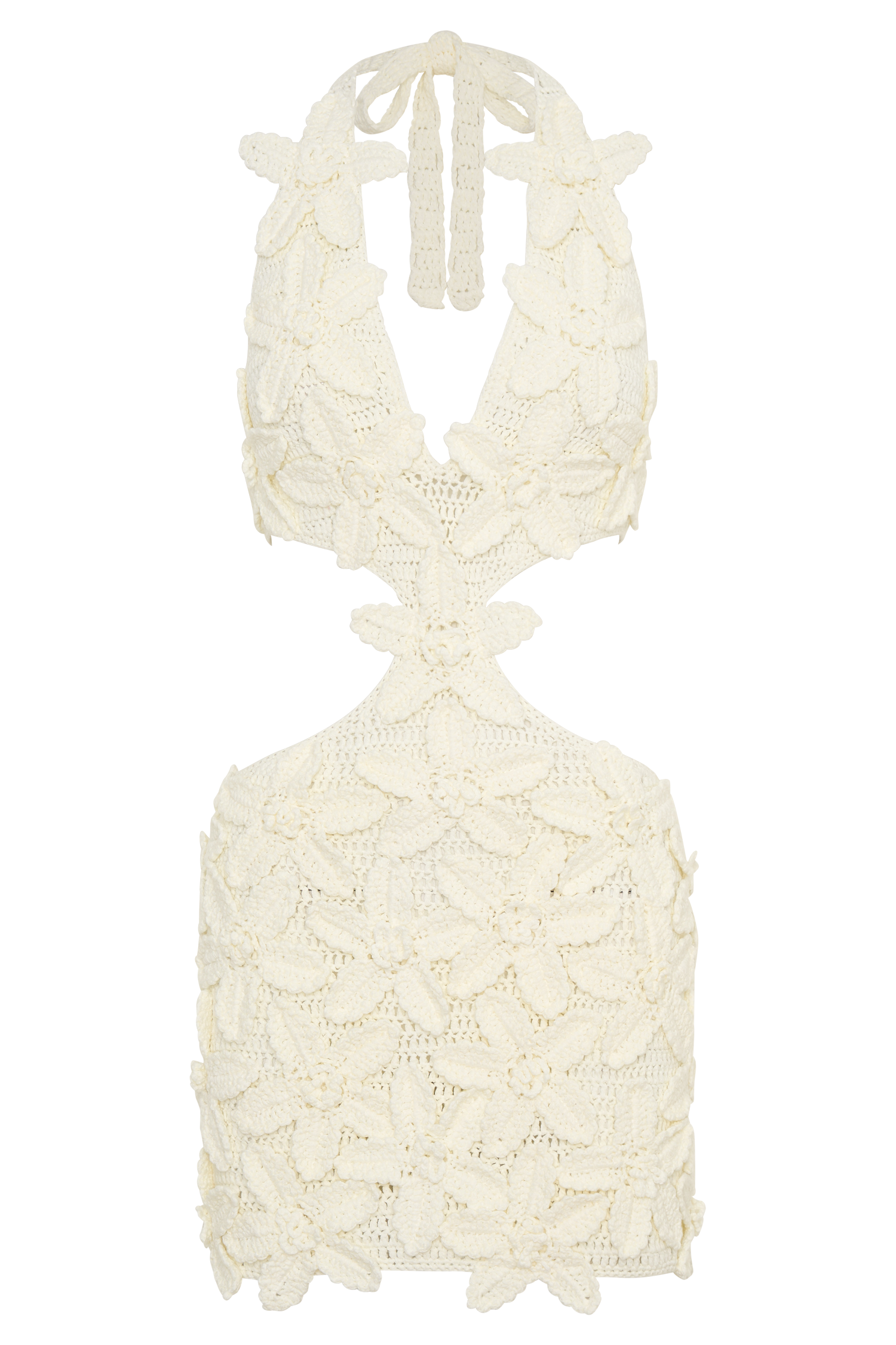 Jaylene Floral Crochet Mini Dress - White - Image 9