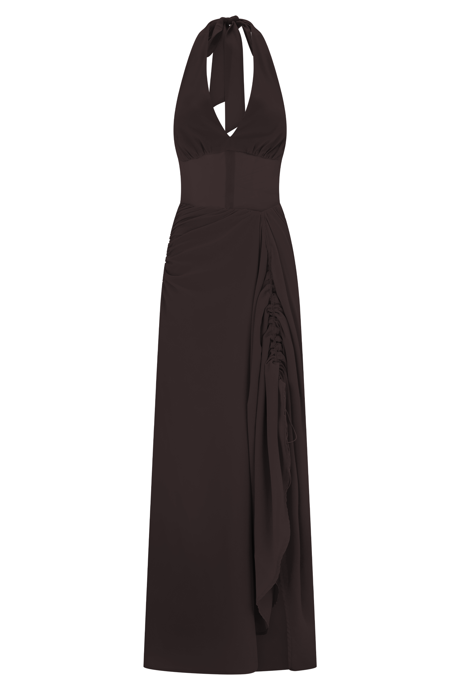 Jonna Chiffon And Mesh Maxi Dress - Dark Chocolate - Image 8