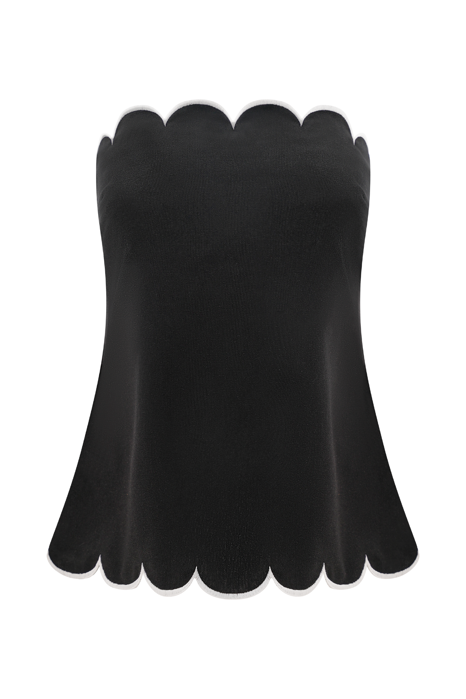 Judith Strapless Scallop Top - Black - Image 7